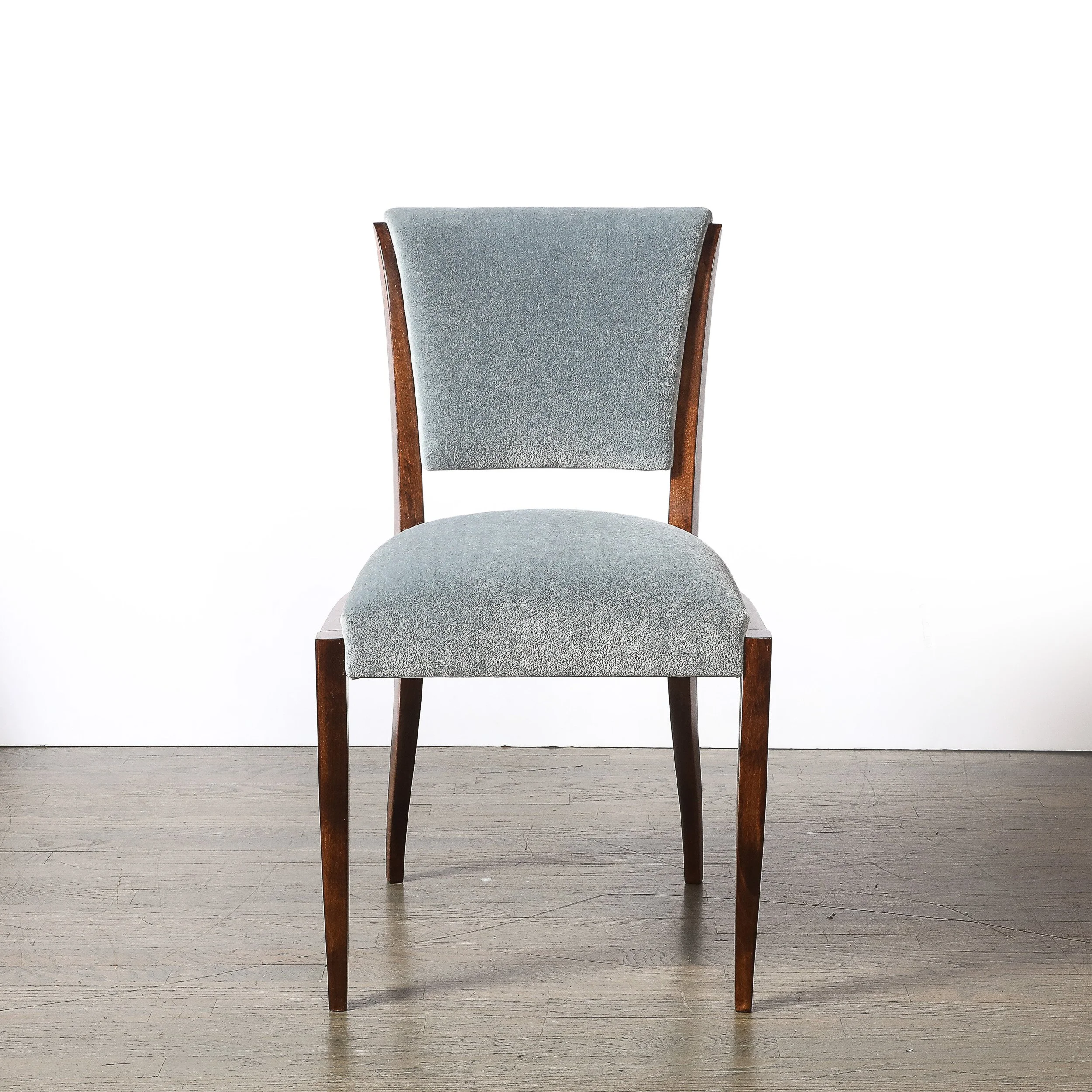 Set of Eight Art Deco Sculptural Walnut Dining Chairs in Plush Mohair Upholstery - High Style Deco 1.jpg