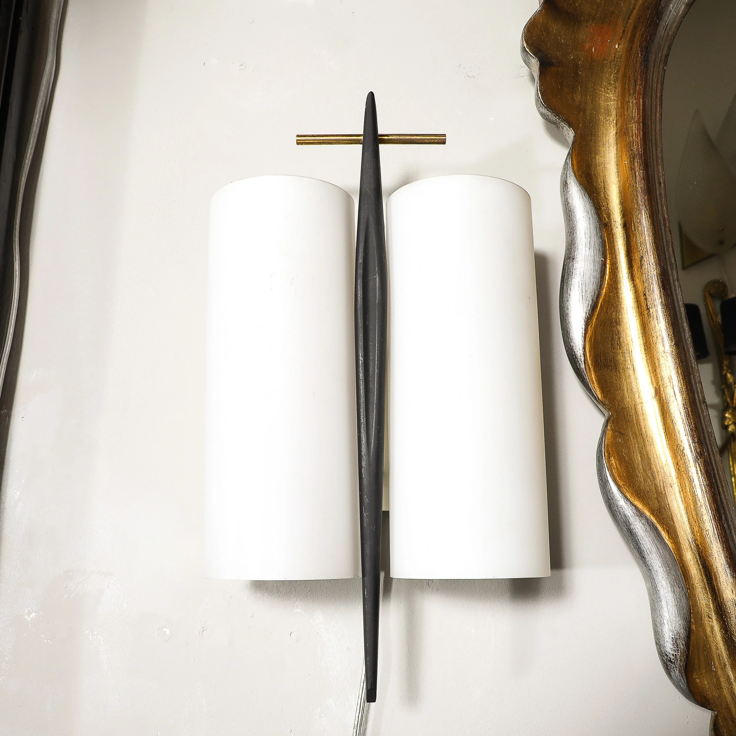 Mid-Century Frosted Glass, Brass & Black Enamel Sconce by Maison Arlus - High Style Deco 7.jpg