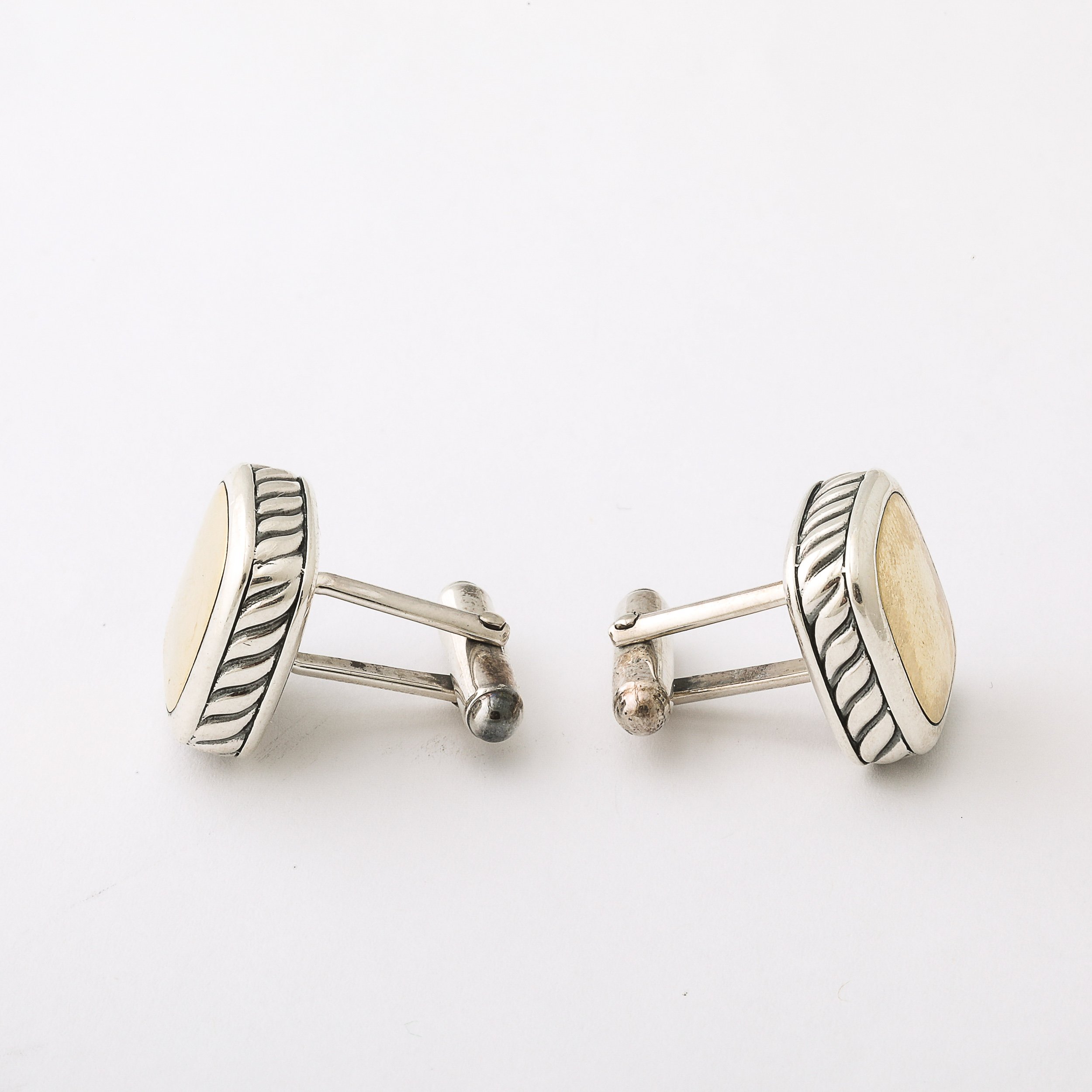 Pair of David Yurman Cufflinks in Sterling Silver and 18k Yellow Gold - High Style Deco 7.jpg