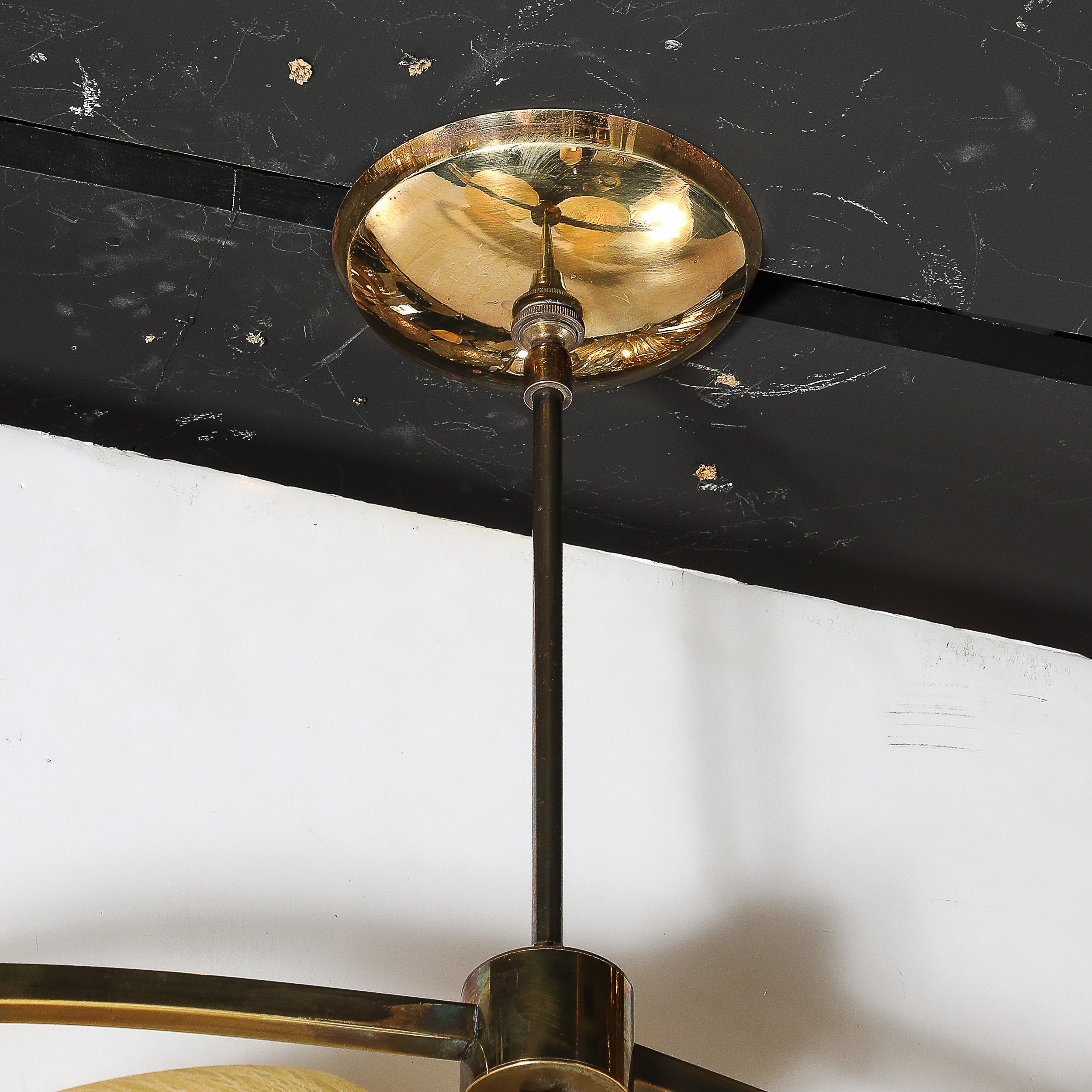 Mid-Century Elliptical Chandelier w: Striated Spun Glass Shades in Antique Brass - High Style Deco 3.jpg