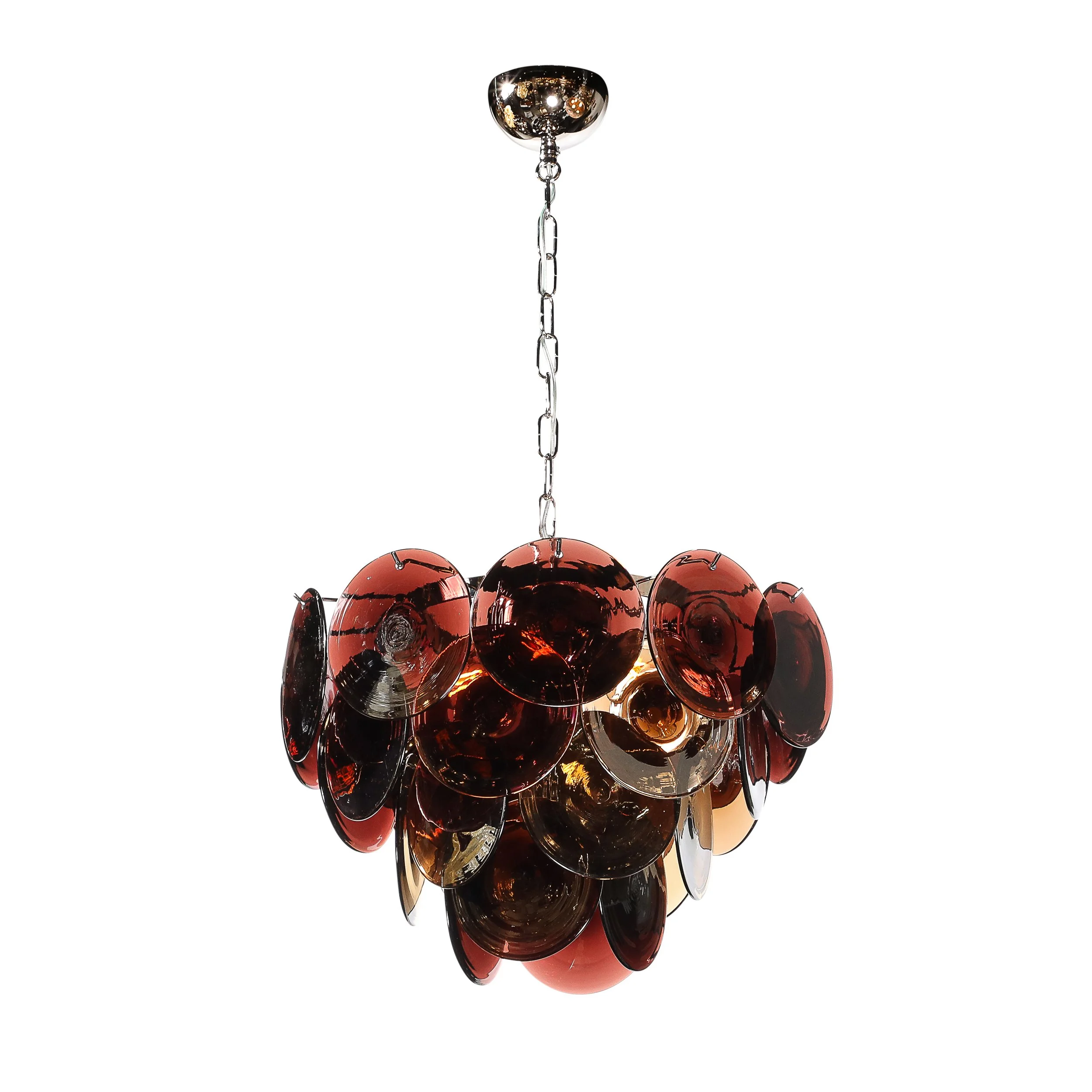 Pair of Mid-Century Hand-Blown Murano Glass Disc Chandeliers in Smoked Amber - High Style Deco 3.jpg