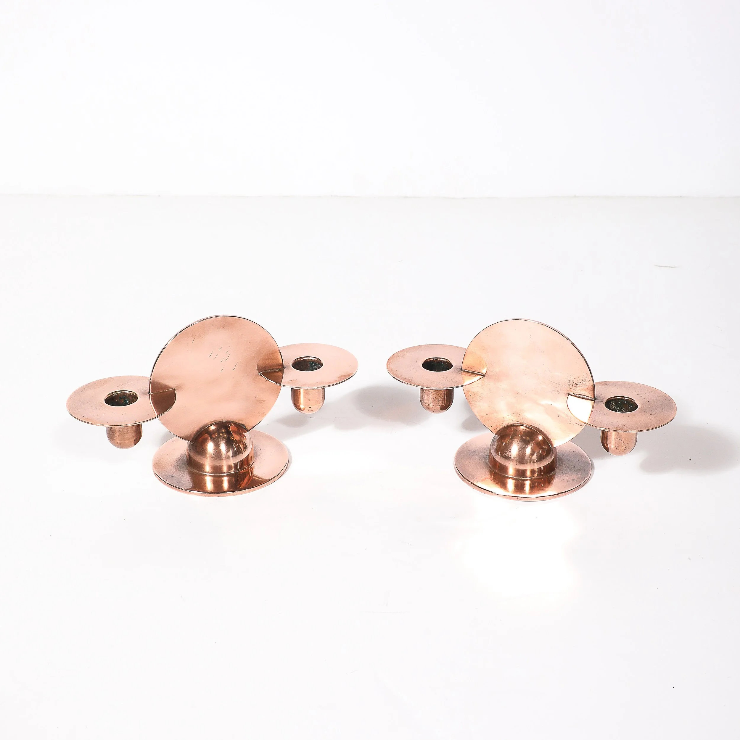 Pair of Art Deco Copper Candlestick Holders by Walter von Nessen signed Chase - High Style Deco 10.jpg