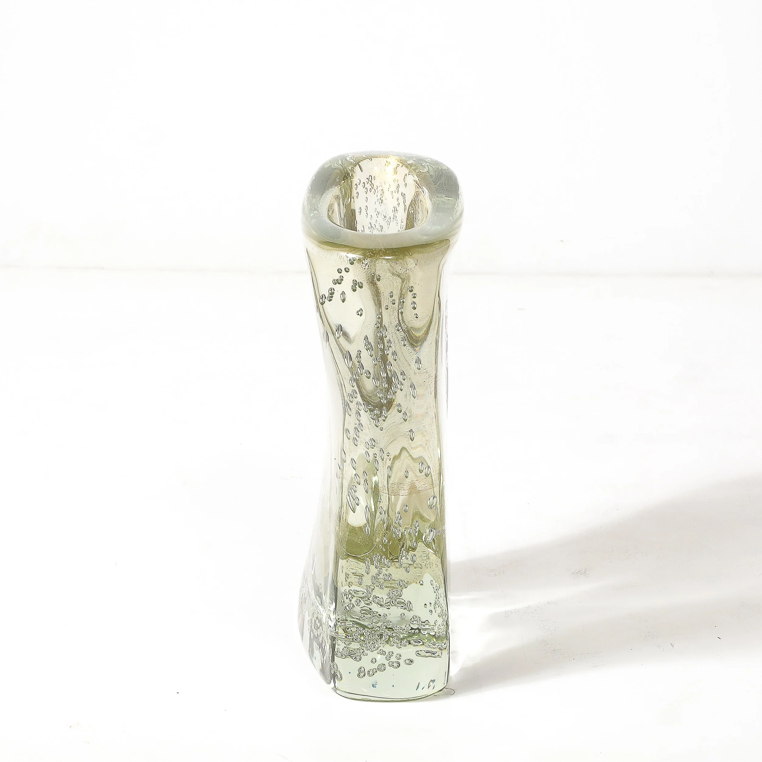 Rippling Bone Form Hand-Blown Murano Glass Vase W: Bullicante & Gold Flecks - High Style Deco 7.jpg