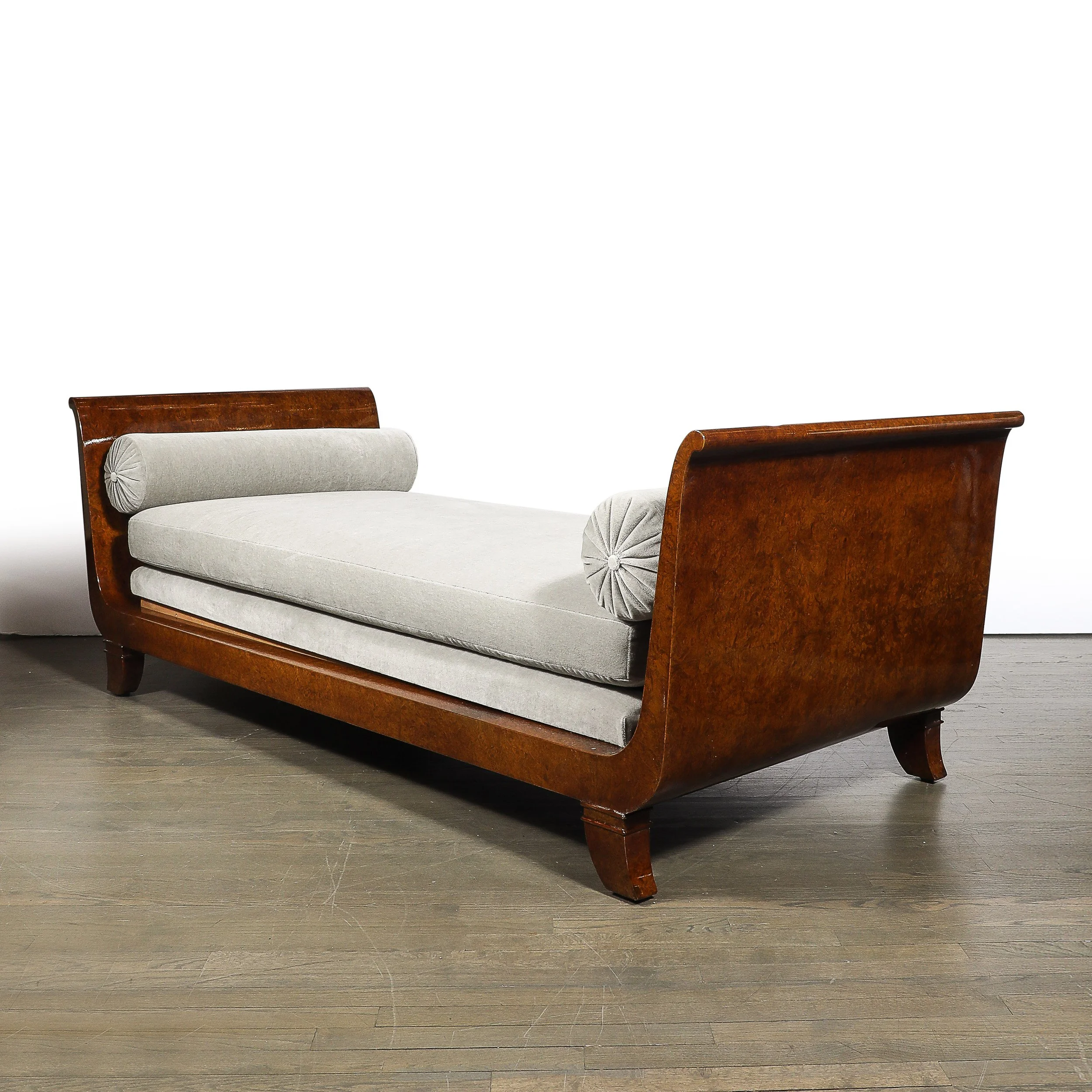 Art Deco Lupe de Amboyna Wood & Taupe Mohair Upholstery Daybed Attr. Jules Leleu - High Style Deco 12.jpg