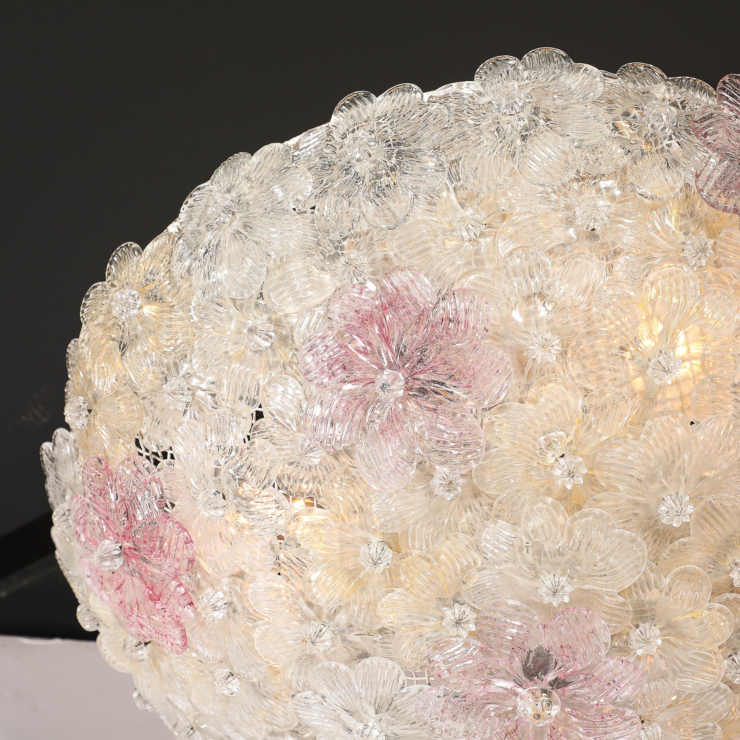 Mid-Century Hand-Blown Rose Murano Glass Florets Chandelier by Barovier & Toso - High Style Deco 5.jpg