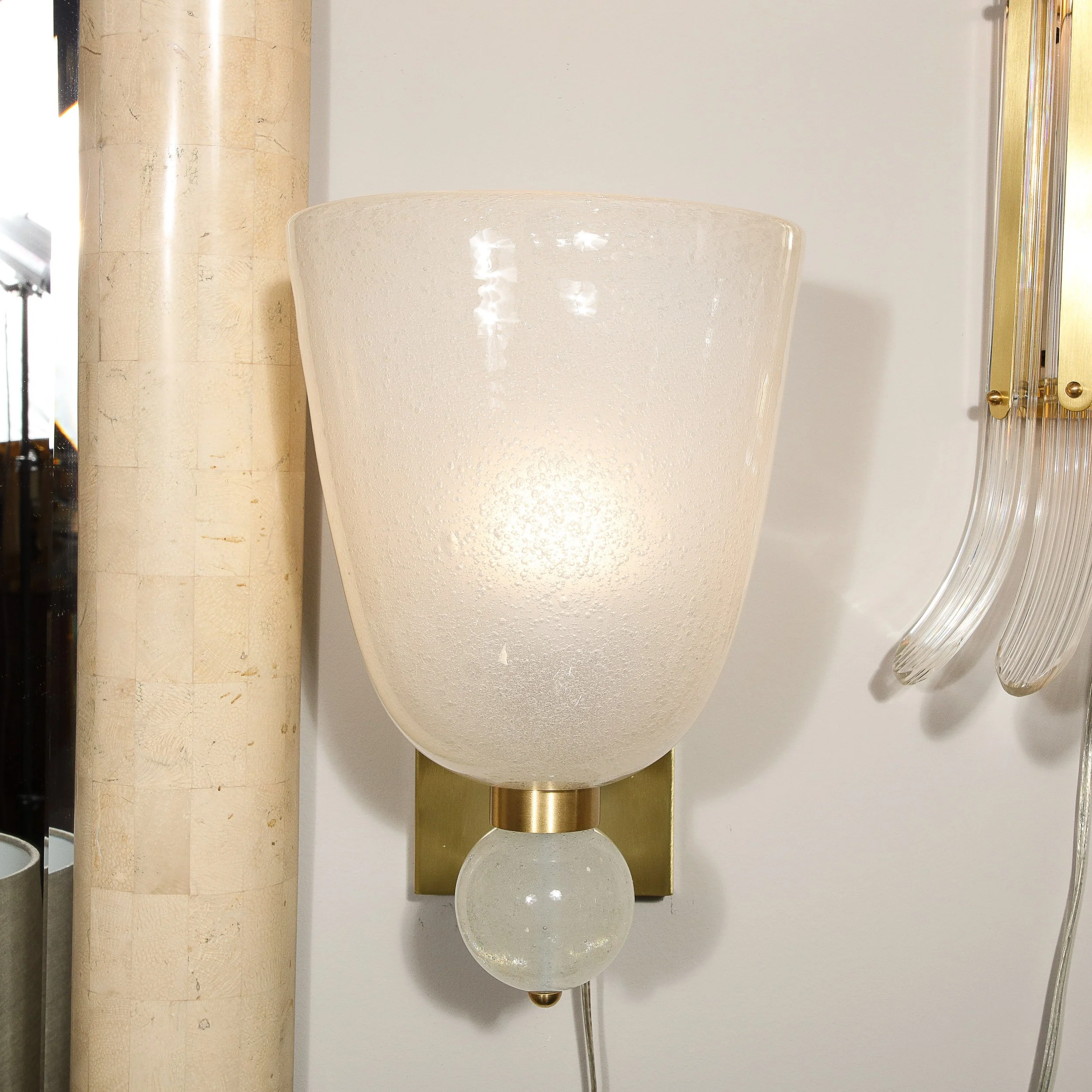 Modernist Hand-Blown Murano Sconces with Dense Murines and Oribital Drop - High Style Deco 9.jpg