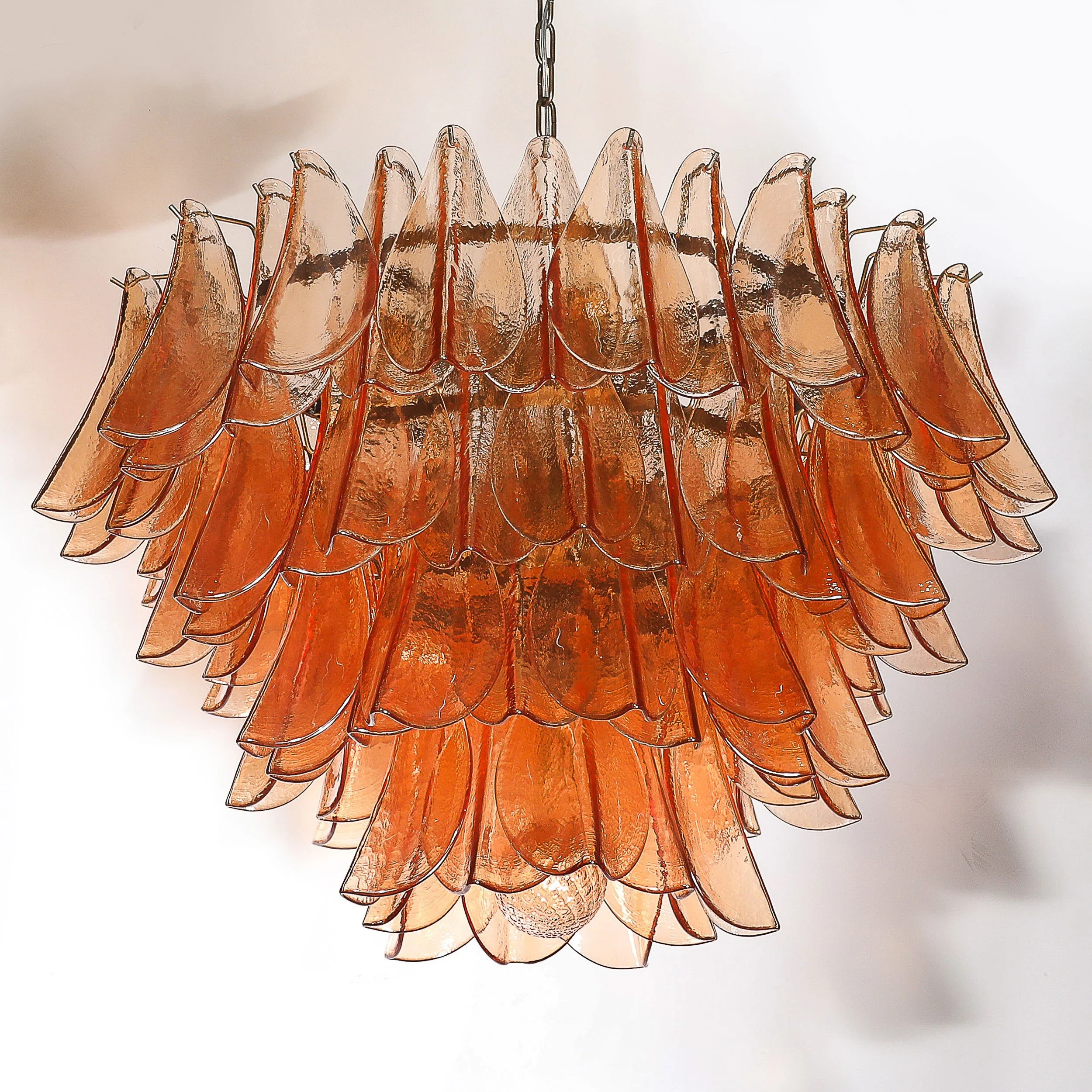 Modernist Smoked Apricot Murano Glass & Oil Rubbed Bronze Feather Chandelier - High Style Deco 6.jpg
