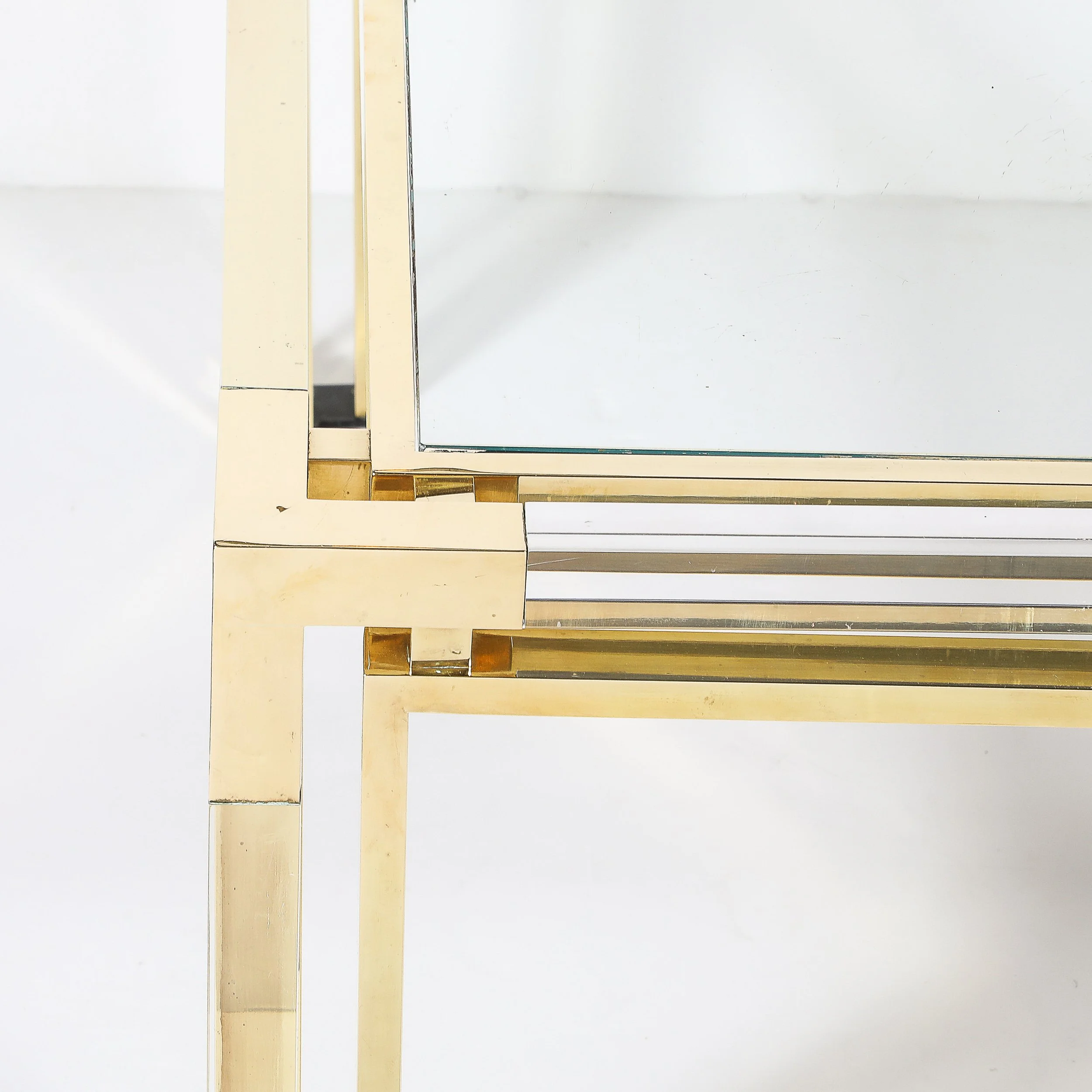 Mid-Century Rectilinear Brass & Lucite Glass Top Cocktail Table by Maison Jansen - High Style Deco 5.jpg