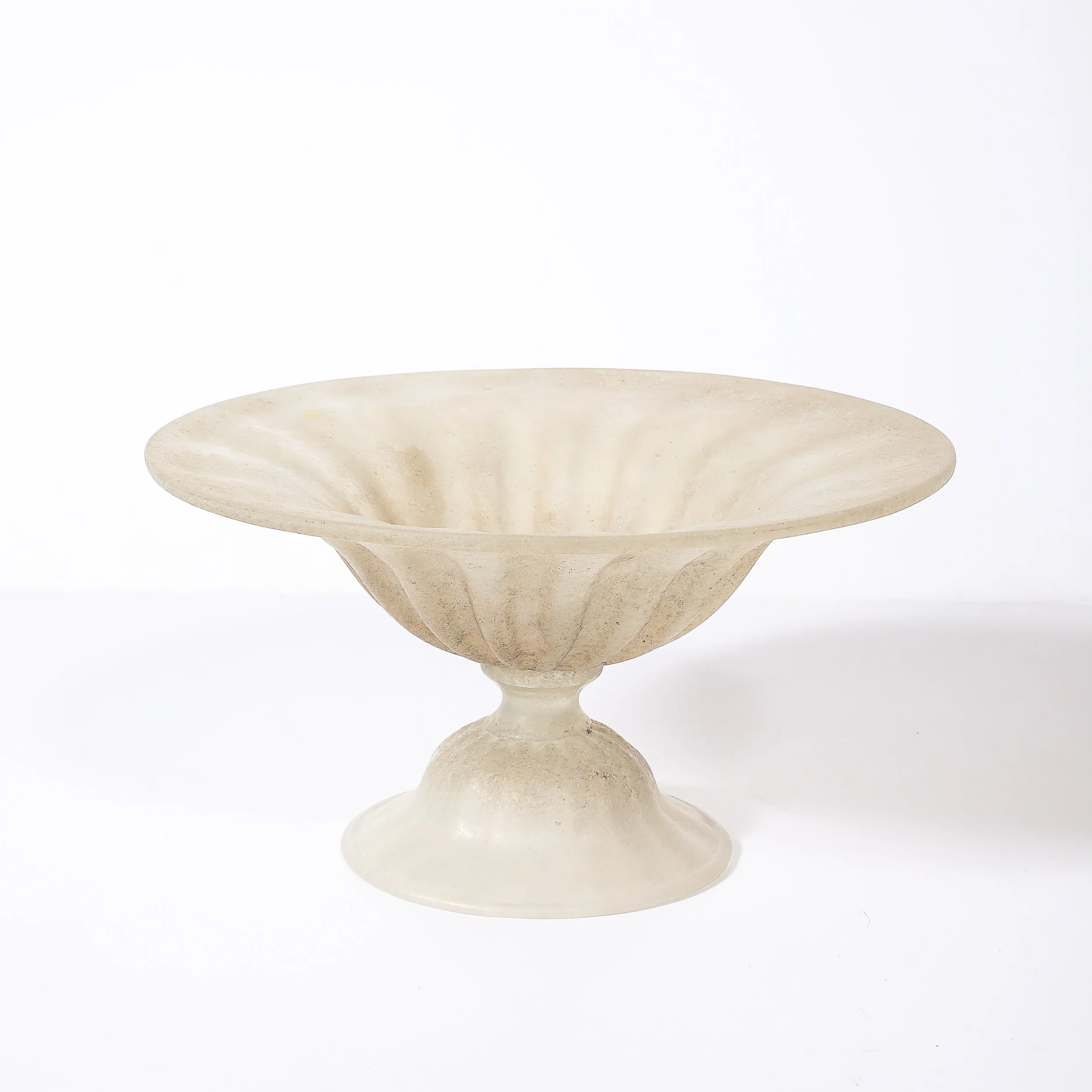 Mid-Century Hand-Blown Murano Fluted & Footed Scavo Glass Centerpiece Bowl - High Style Deco 1.jpg
