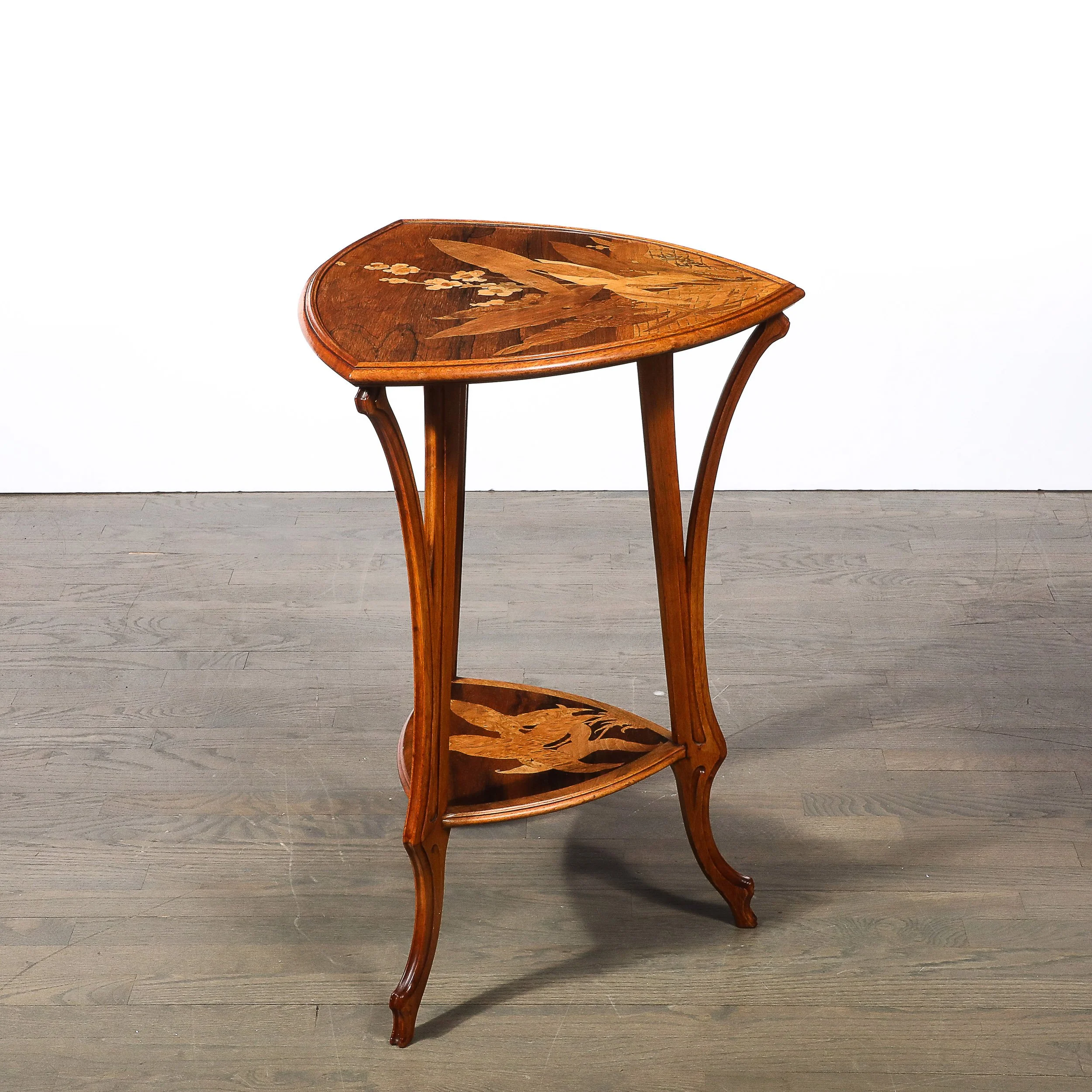 Art Nouveau Inlaid Naturalist Marquetry 2-Tier Side Table signed Emile Galle - High Style Deco 13.jpg
