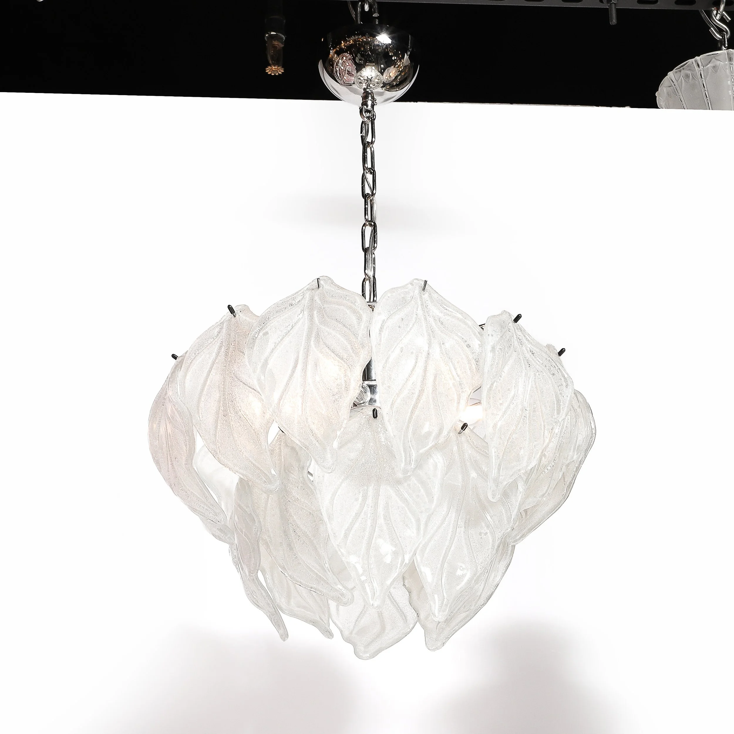 Mid-Century Hand-Blown Leaf Form Mottled Murano Glass Chandelier by Mazzega - High Style Deco 4.jpg