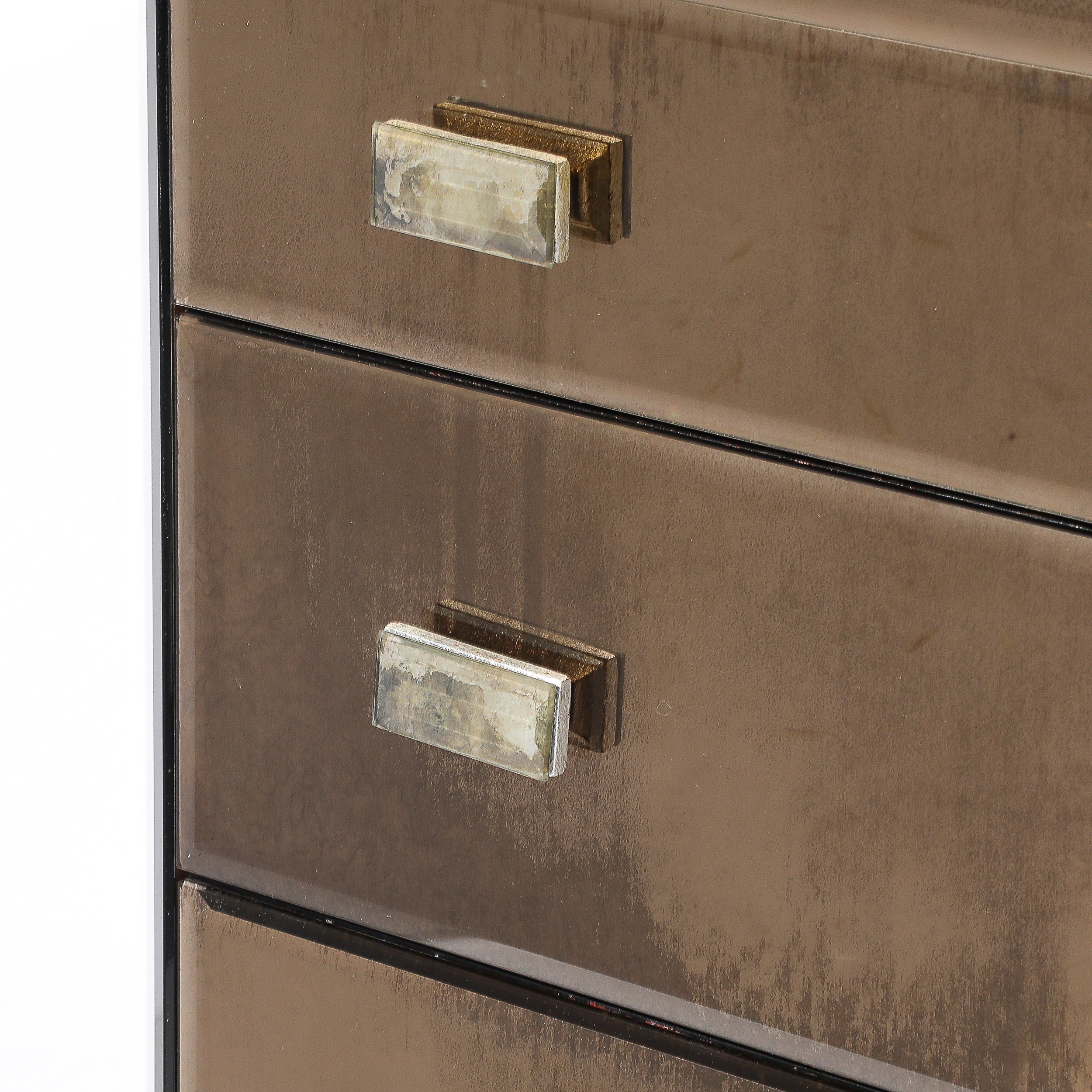 Modernist Hollywood Regency Style Smoked Amber Mirrored Chest of Drawers - High Style Deco 6.jpg