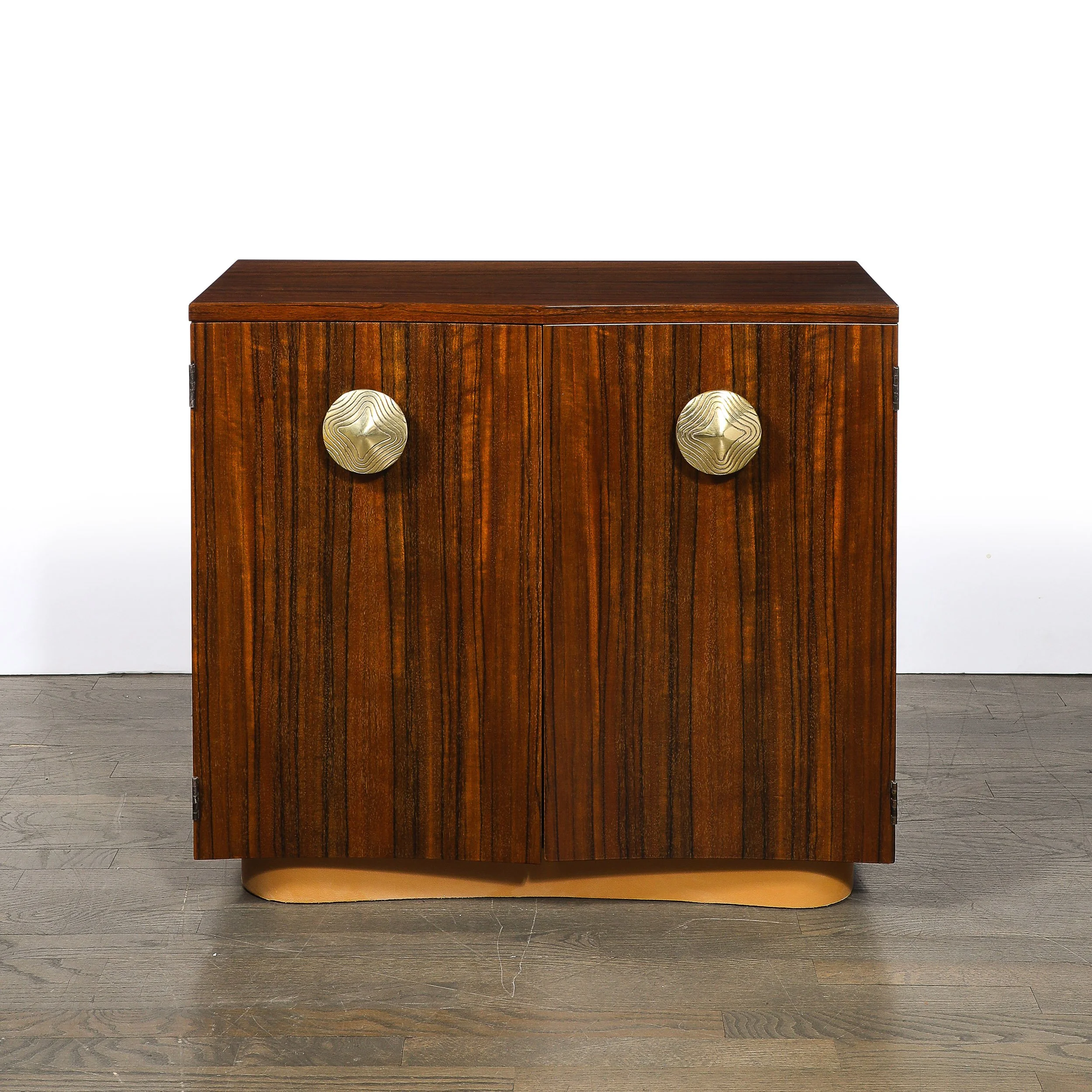 Art Deco Brass Pulls & Leather Wrapped Base Paldao Wood Cabinet by Gilbert Rhode - High Style Deco 1.jpg