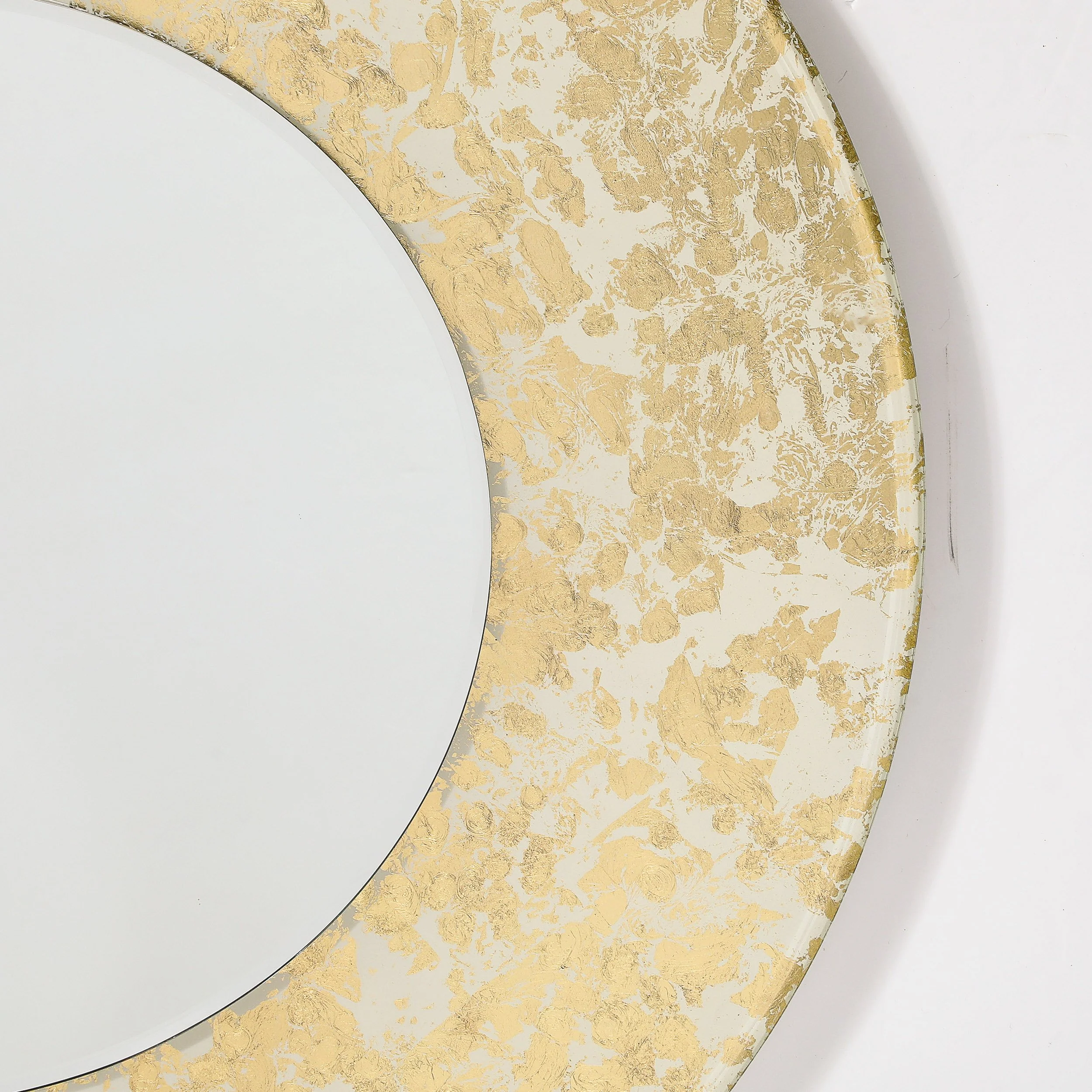 Mid-Century Modernist Round 24 Karat Gold Leaf Illuminated Murano Glass Mirror - High Style Deco 4.jpg