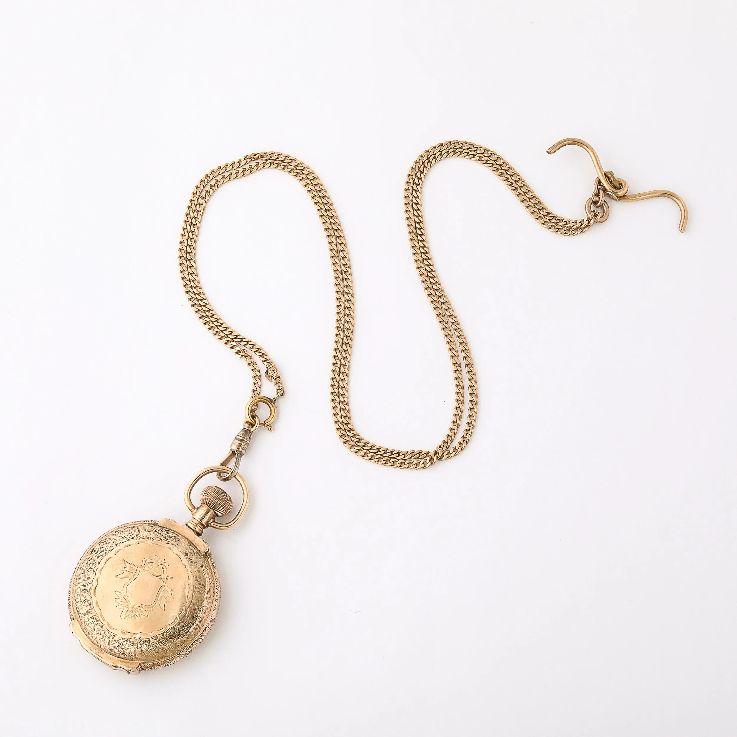 Antique Waltham Pocket Watch with Chain & Fob in Rose Gold and Heraldic Crest - High Style Deco 12.jpg