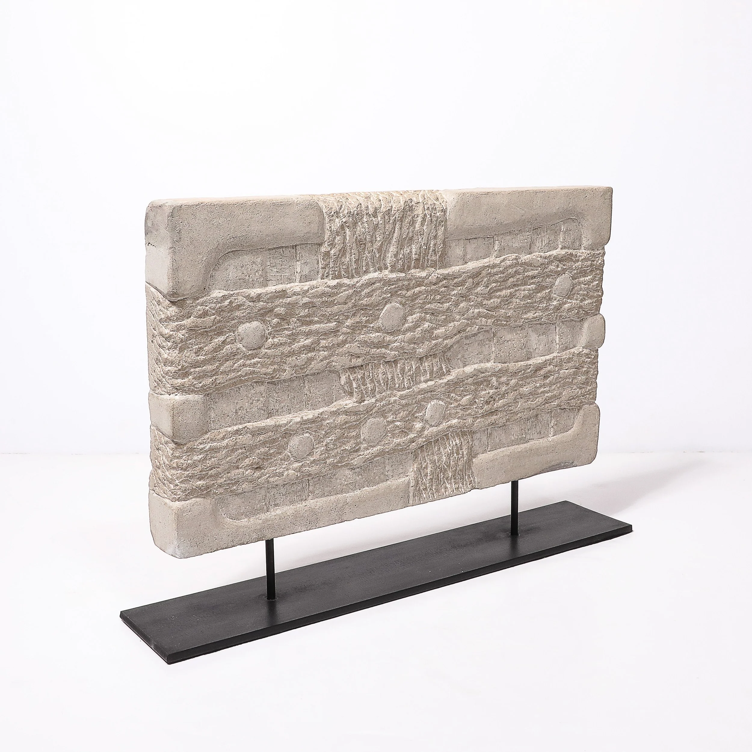 Modernist Limestone Sculpture on Iron Base entitled "Flood" by Bradford Graves - High Style Deco 13.jpg
