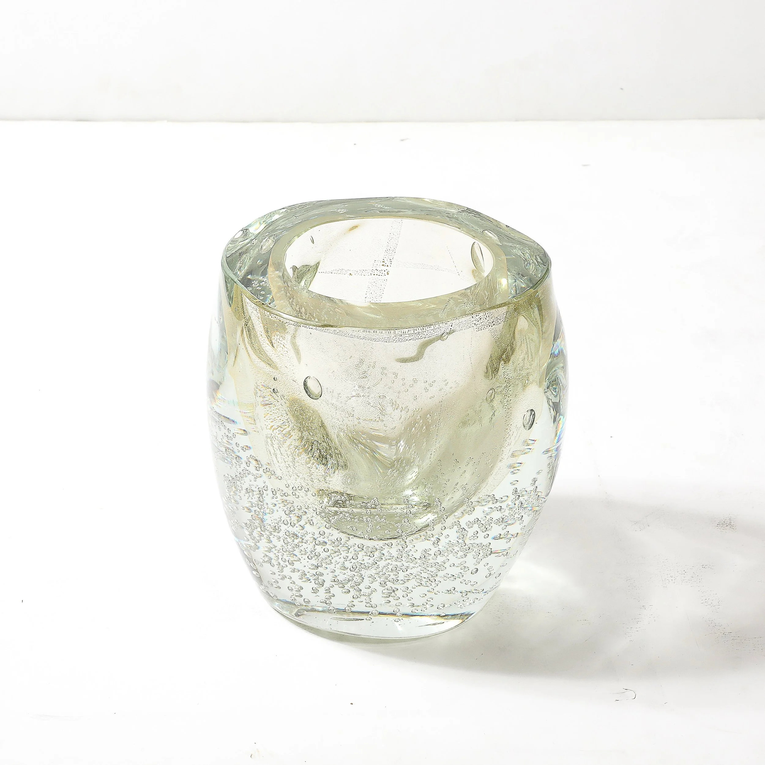 Modernist Hand-Blown Torqued Spiral Motif Murano Glass Vase w: 24K Gold Flecks - High Style Deco 13.jpg