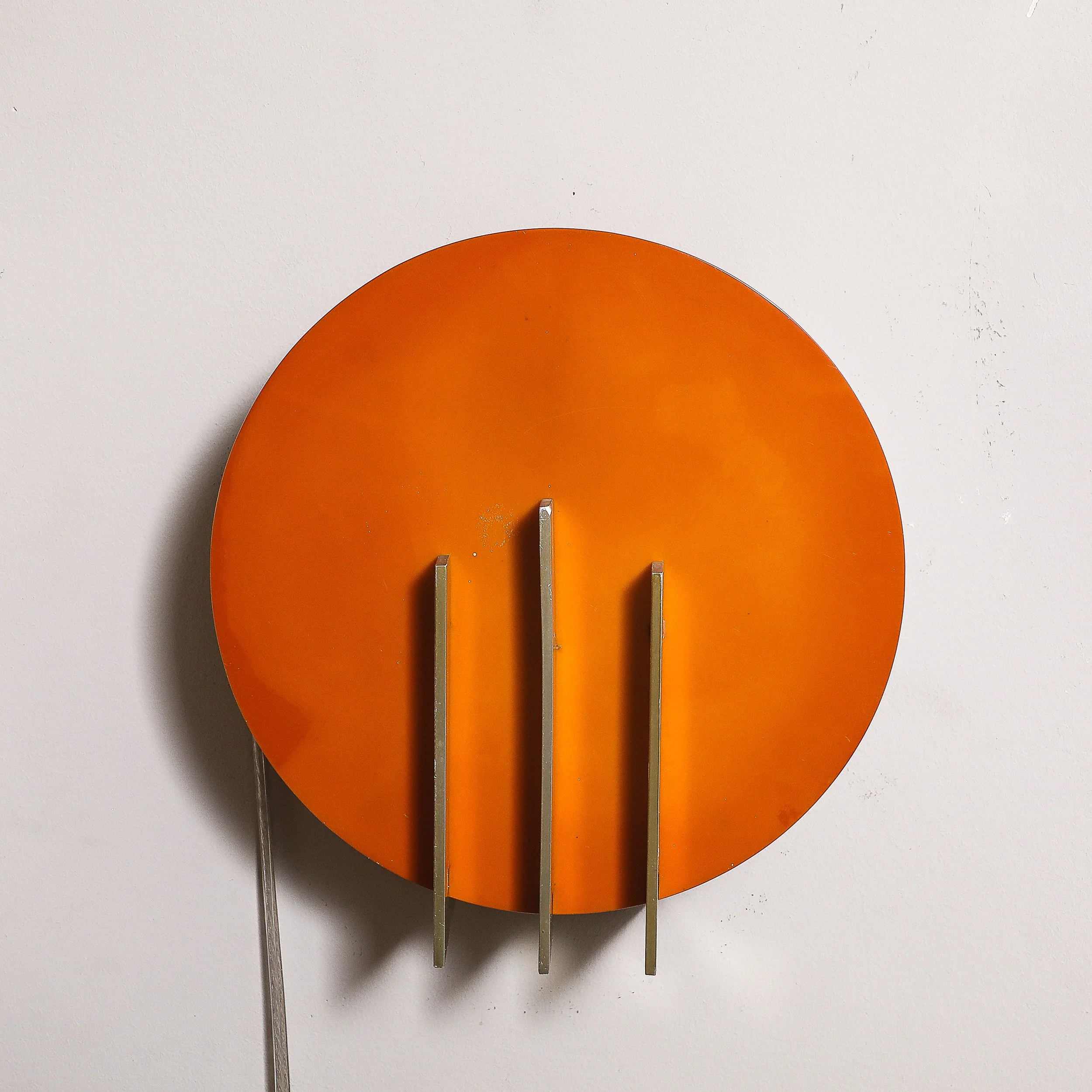 Art Deco Machine Age Orange Bakelite & Brushed Aluminum Wall Sconce - High Style Deco 4.jpg