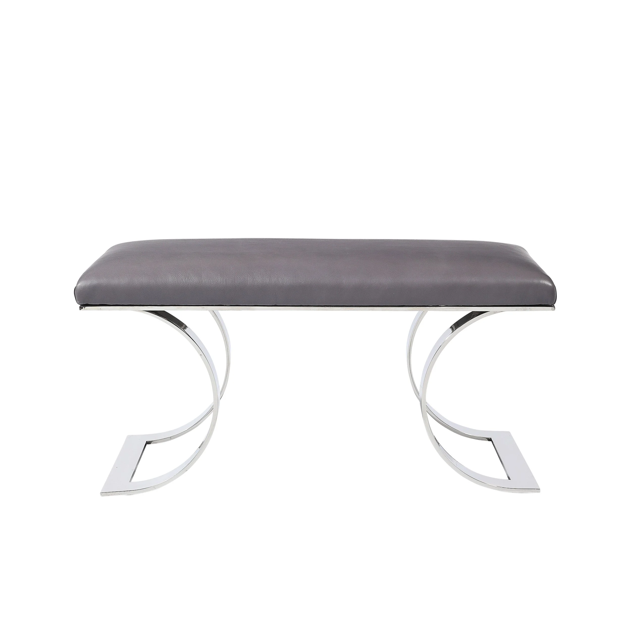 Mid-Century Stainless Steel & Holly Hunt Leather JMF Bench by Karl Springer - High Style Deco.jpg