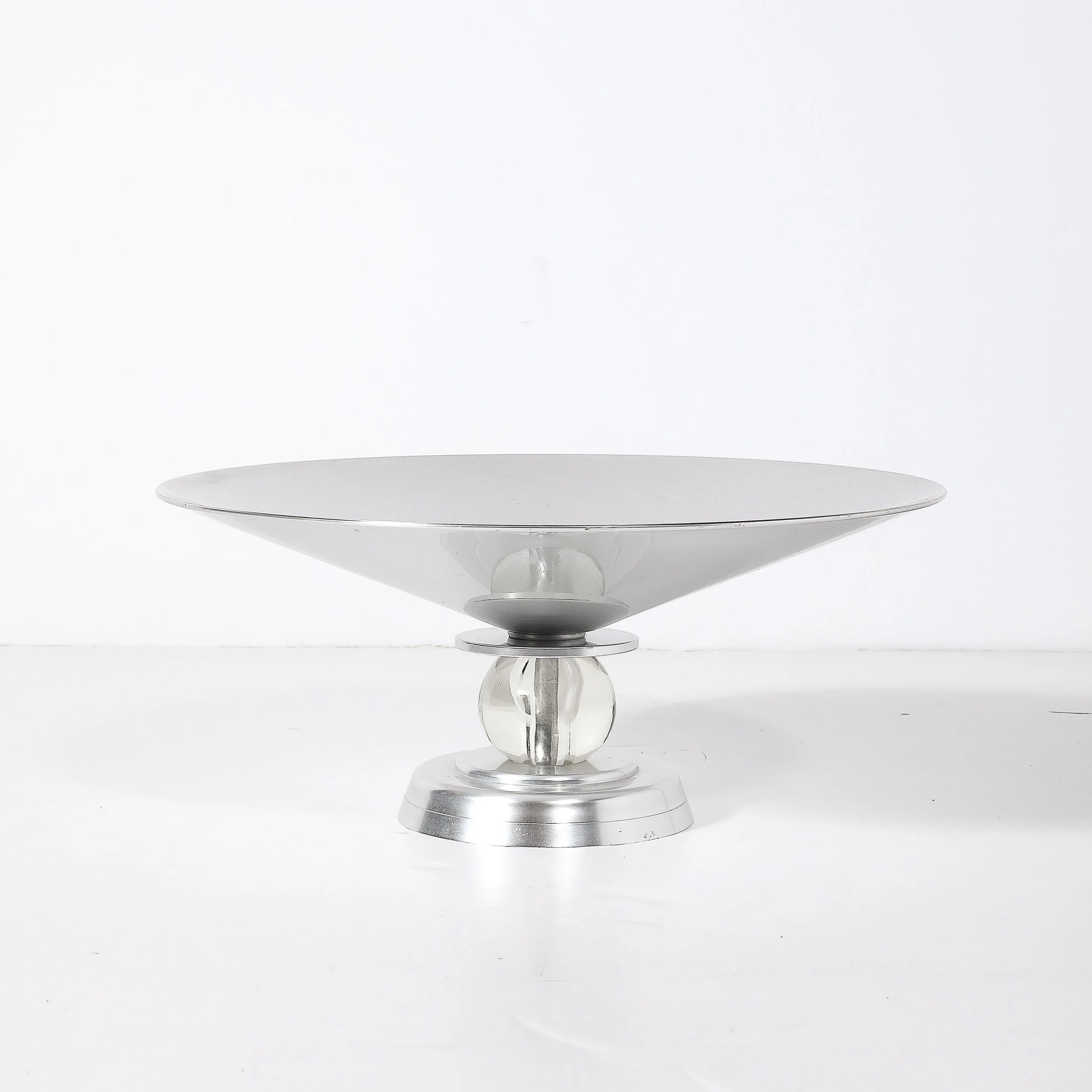 Art Deco Brushed Aluminum & Glass Centerpiece Bowl signed Kensington - High Style Deco 7.jpg