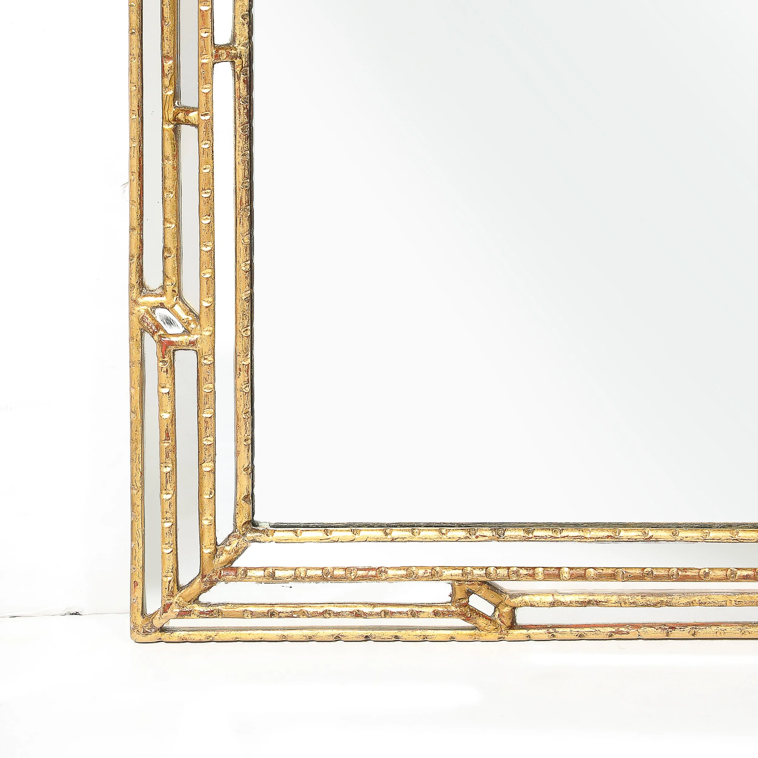 Mid-Century Modernist Sectioned Angular Mirror with Ribbed Gilt Wood Border - High Style Deco 7.jpg