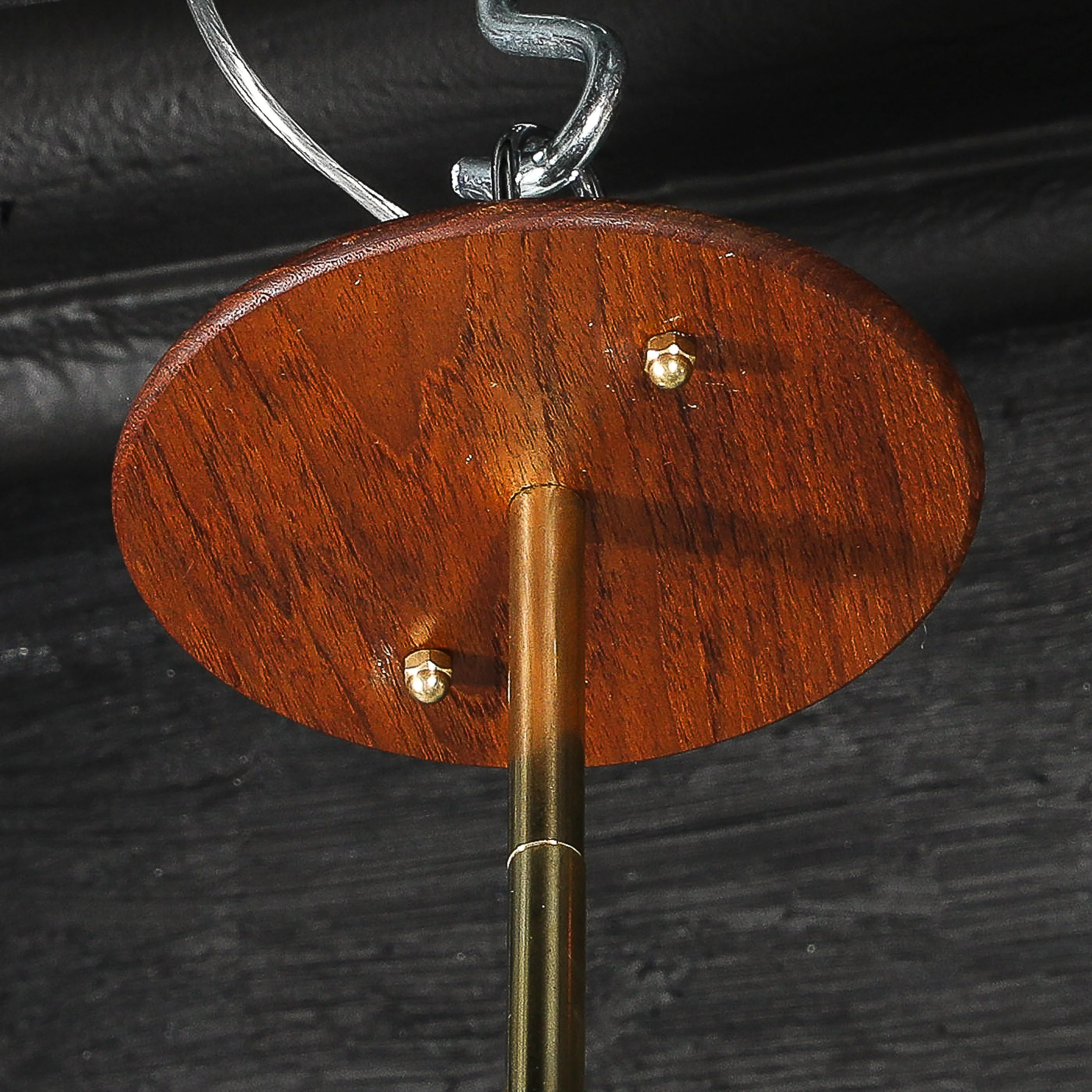 Mid-Century Modern Frosted Glass & Walnut Pendant Chandelier with Brass Fittings - High Style Deco 11.jpg