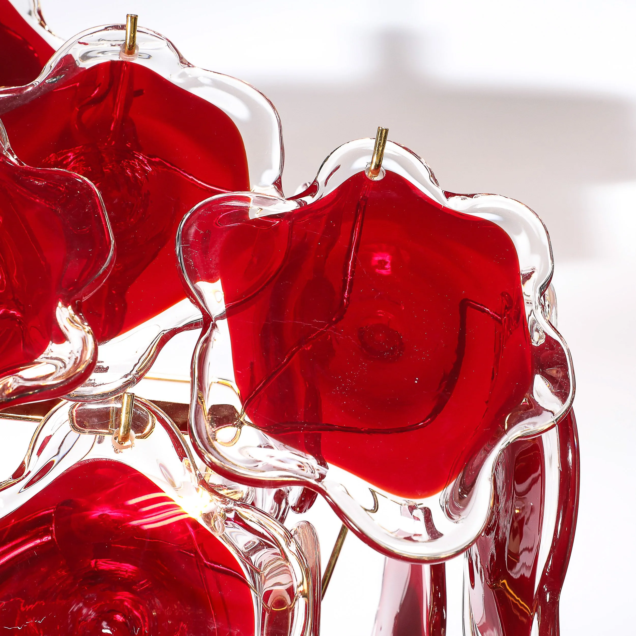 Modernist Hand-Blown Ruby Murano Glass Pagoda Form Organic Disc Chandelier - High Style Deco 10.jpg