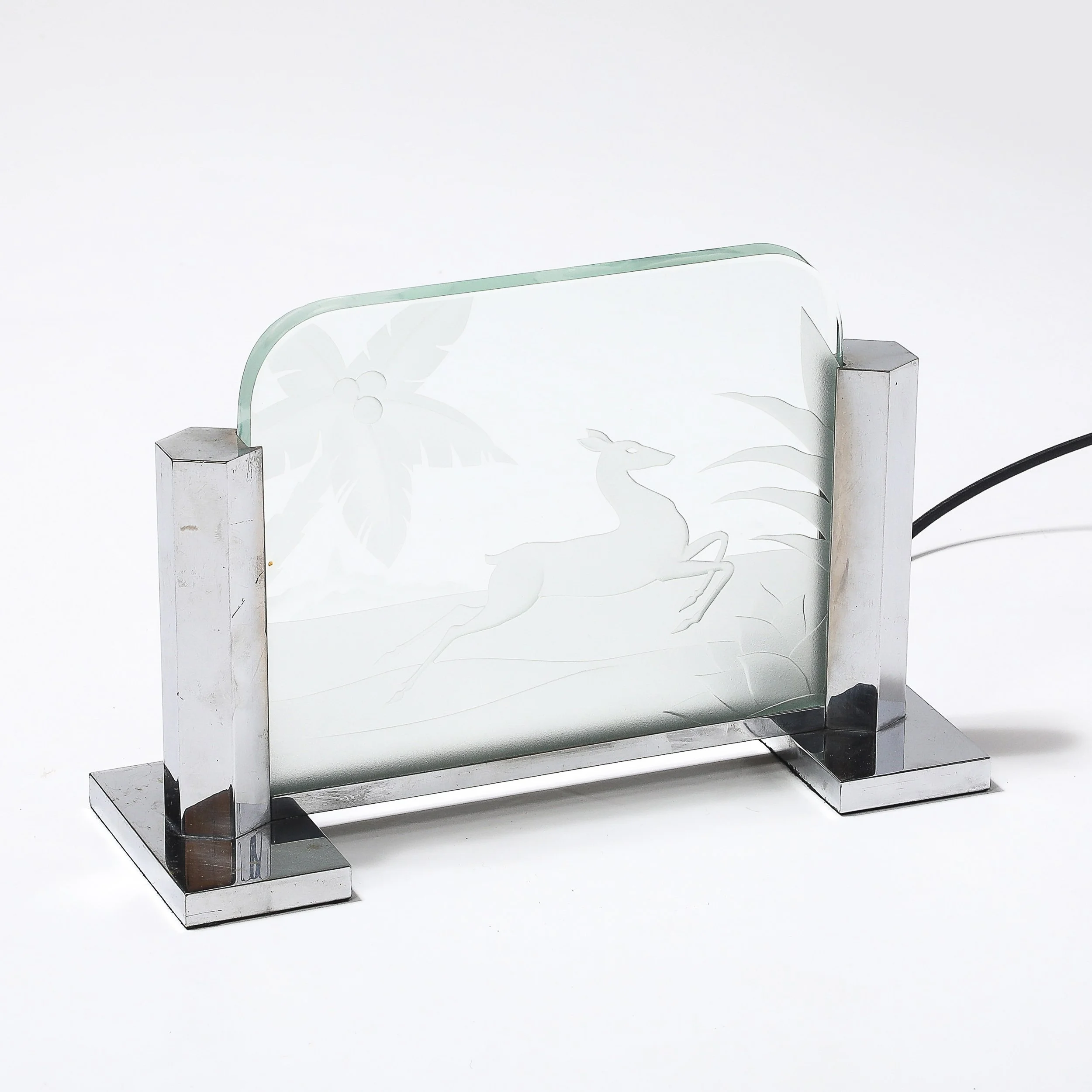 Art Deco Silvered Bronze Table Lamp with Reversed Etched Leaping Gazelle Motif - High Style Deco 8.jpg