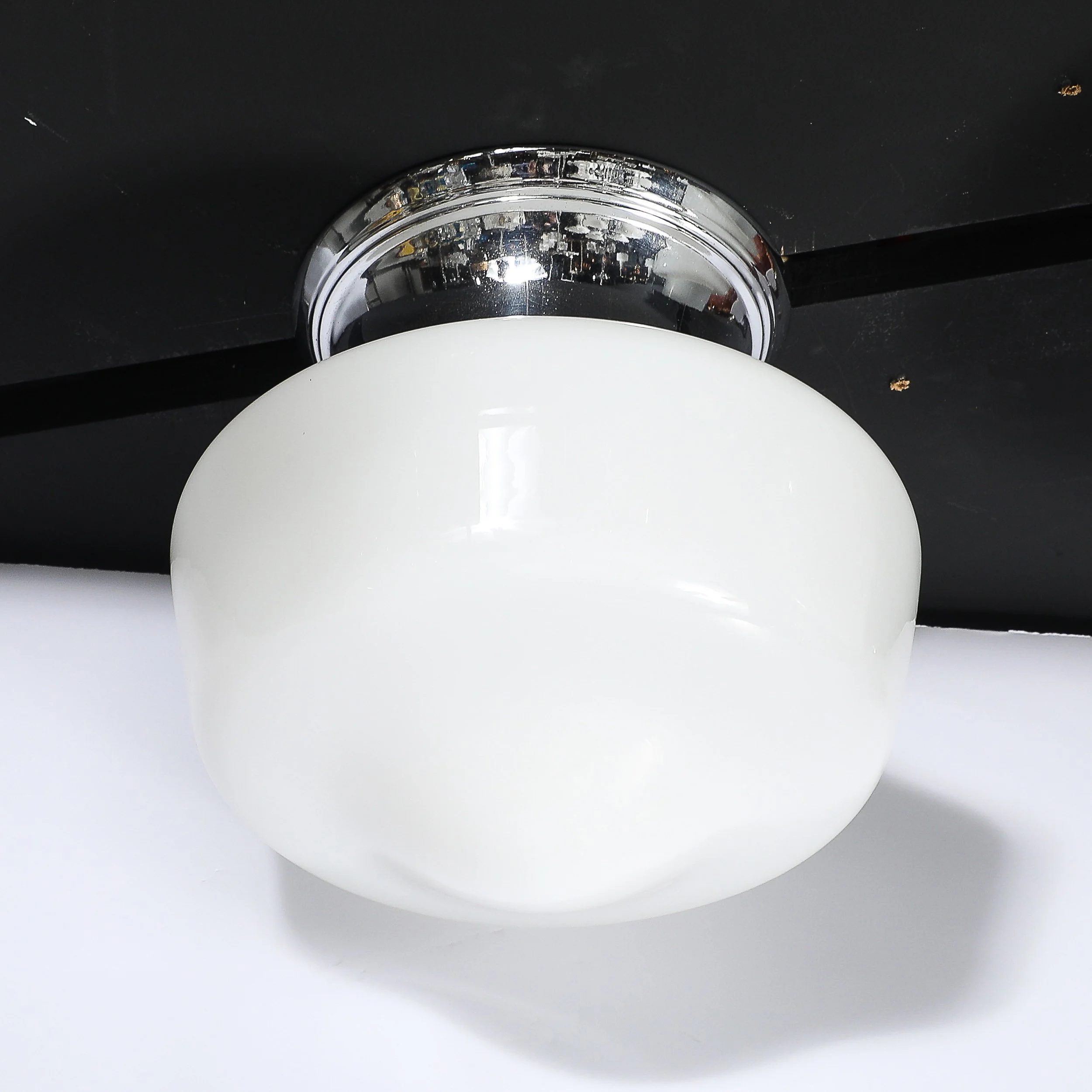 Art Deco Machine Age Rounded Cylindrical Milk Glass Flush Mount Chandelier - High Style Deco 9.jpg