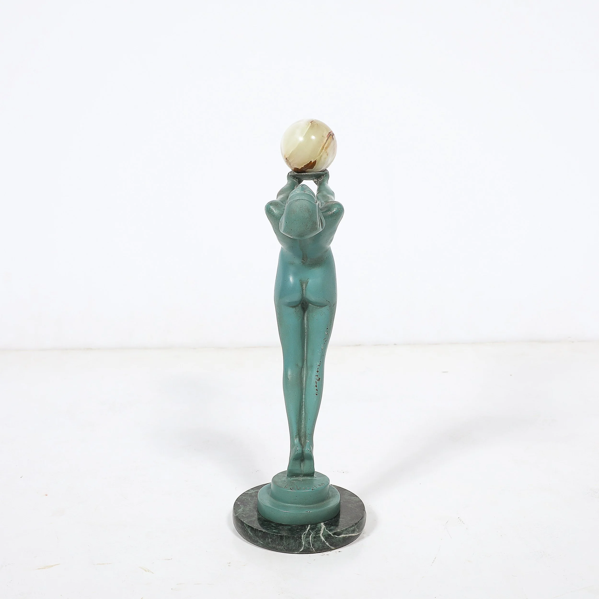 Art Deco Sculptural Onyx & Veria Green Marble Nude Flapper signed Max le Verrier - High Style Deco 13.jpg