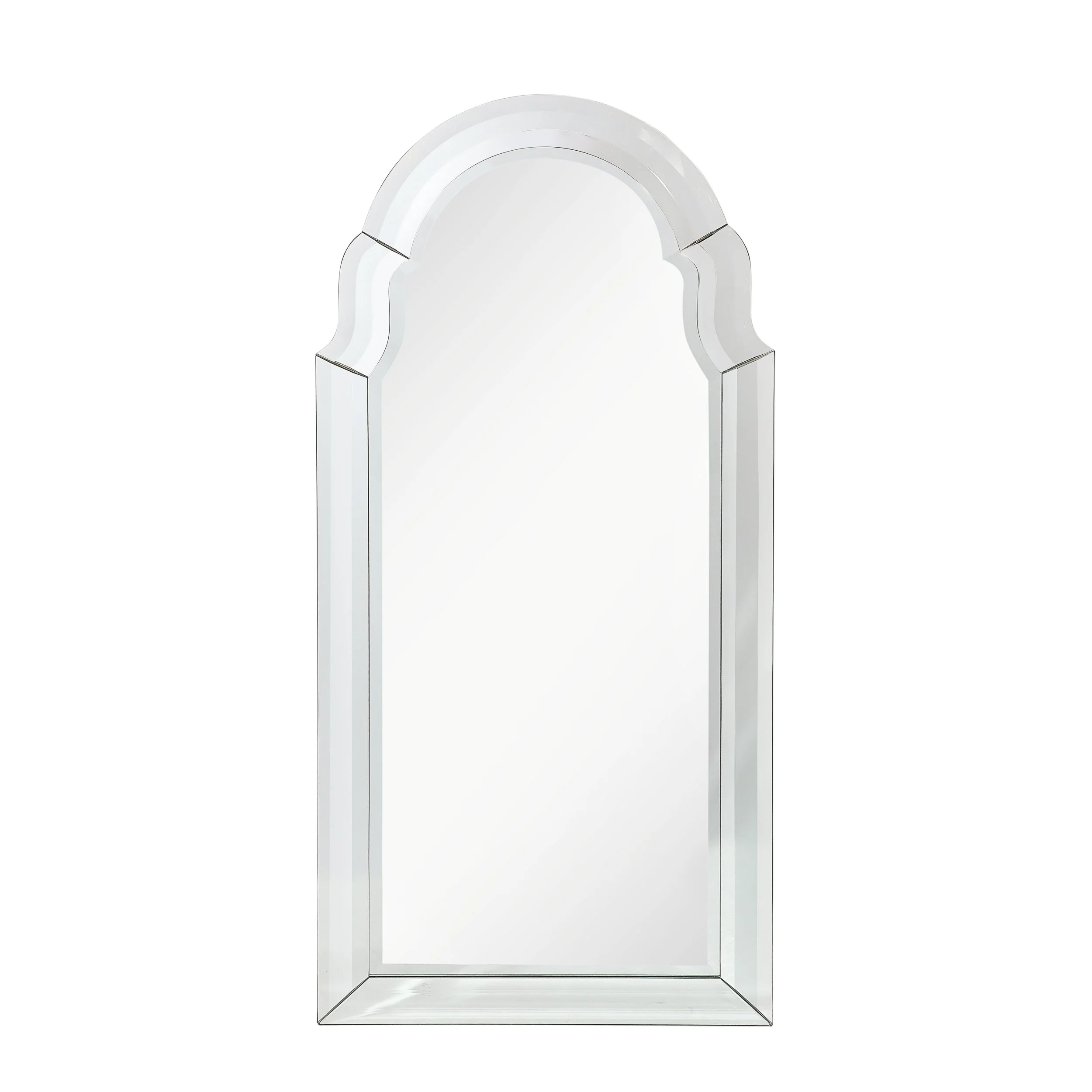 Pair of Mid-Century Modernist Serifed Arch Form Mirrors with Beveled Detailing - High Style Deco 8.jpg