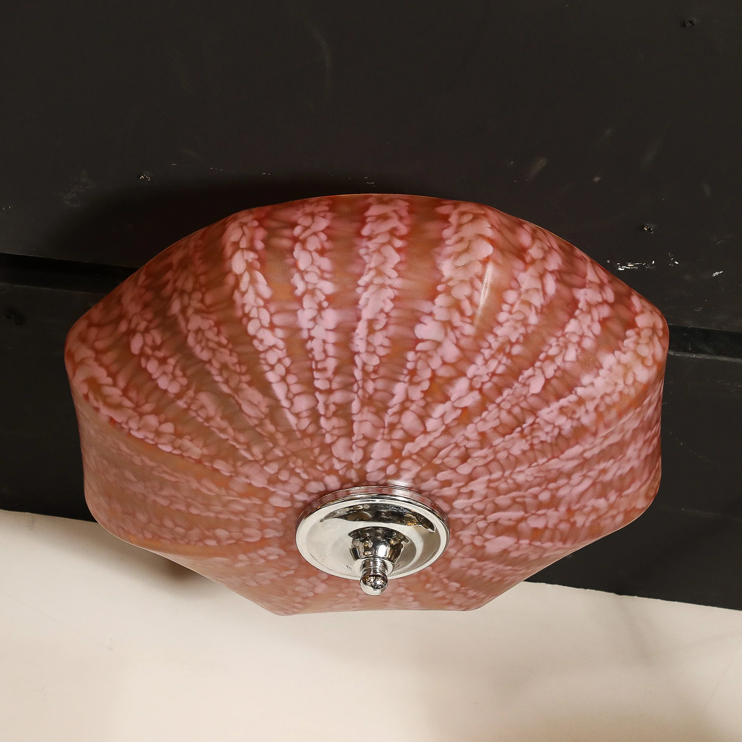 Art Deco Molded Glass Pendant Chandelier in Sakura Pink and Muted Crimson - High Style Deco 8.jpg