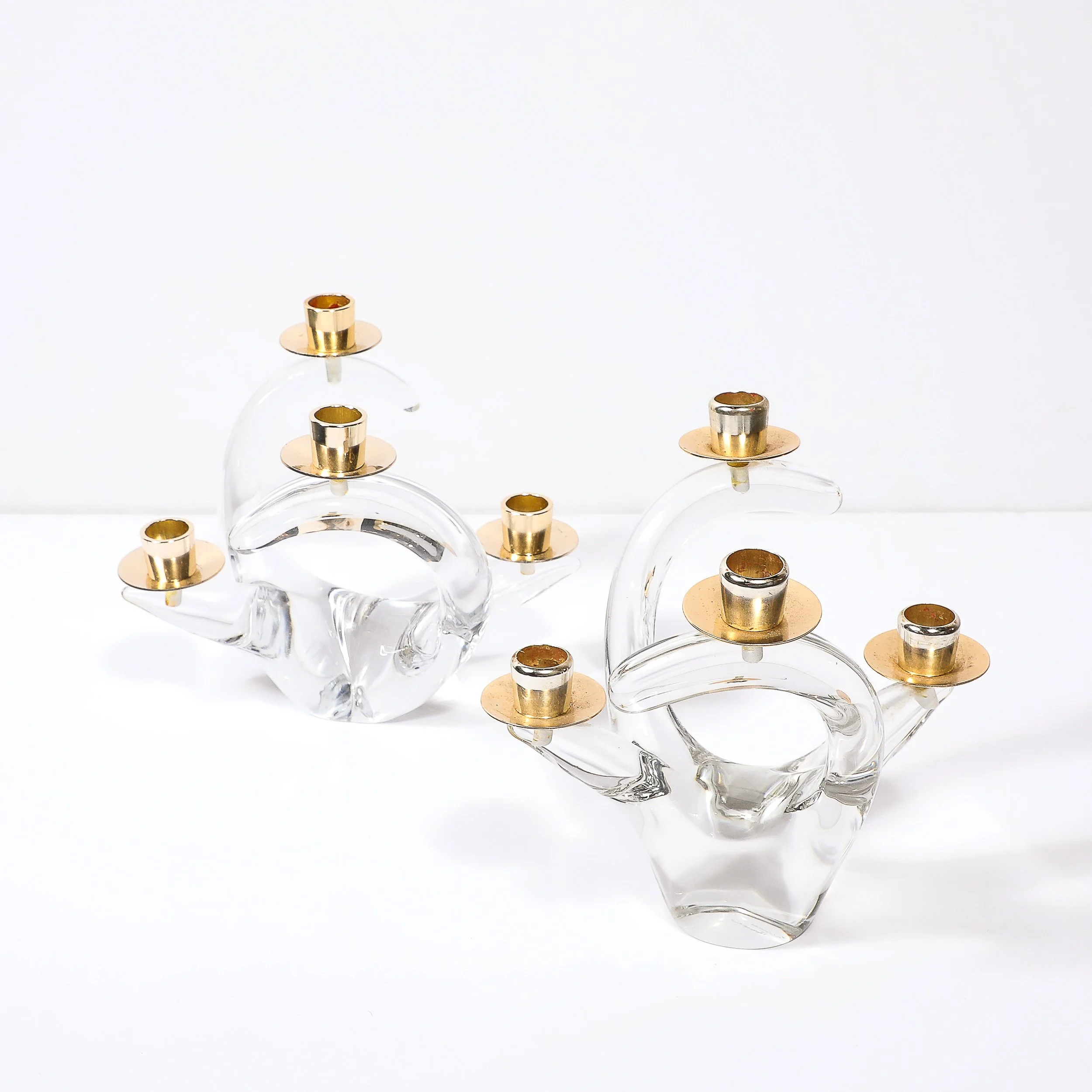 Pair of Mid-Century Amorphic Crystal & Brass 4 Arm Candelabras Signed Schneider 1 - High Style Deco 11.jpg