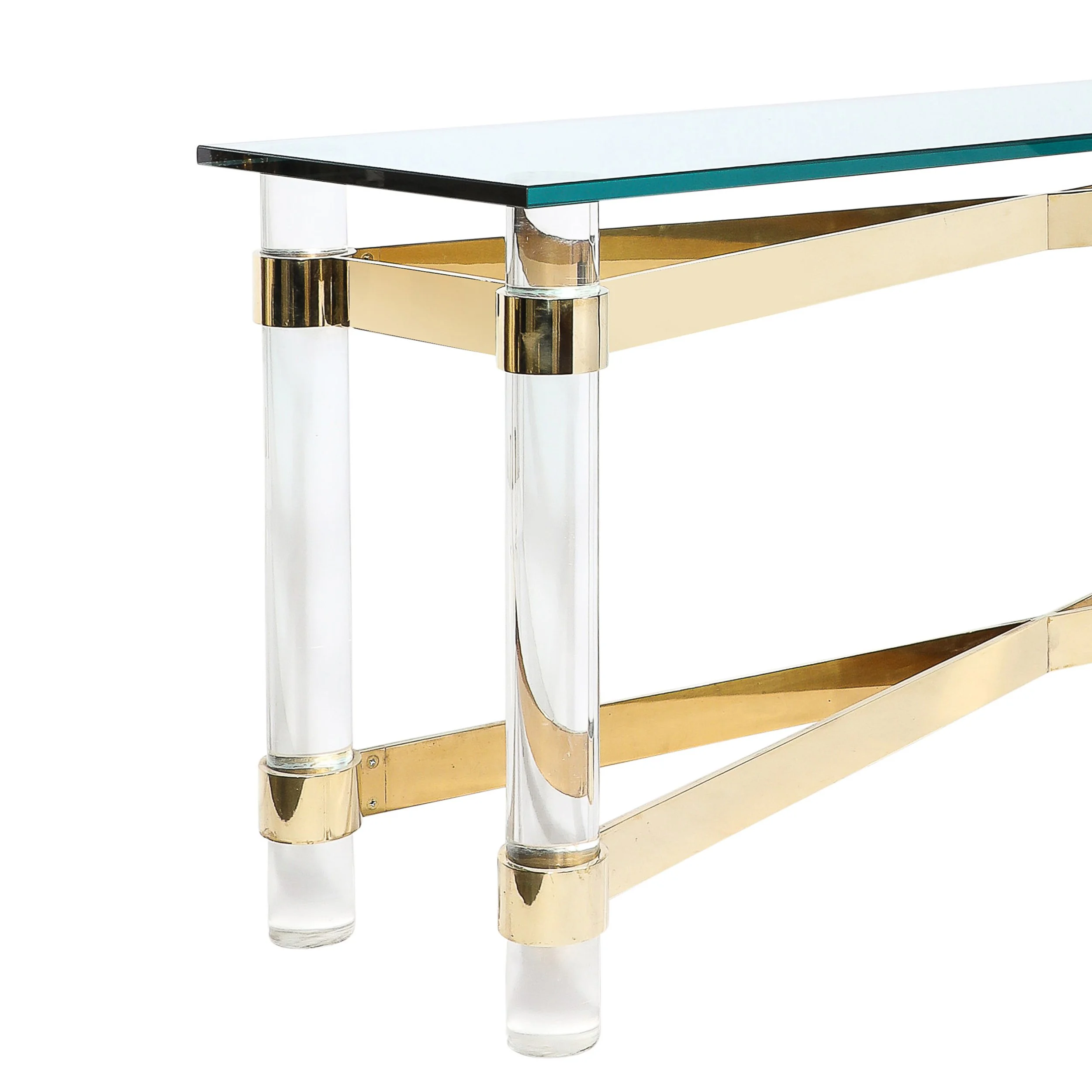 Mid-Century X Form Polished Brass & Lucite Console Table Signed Karl Springer - High Style Deco 9.jpg