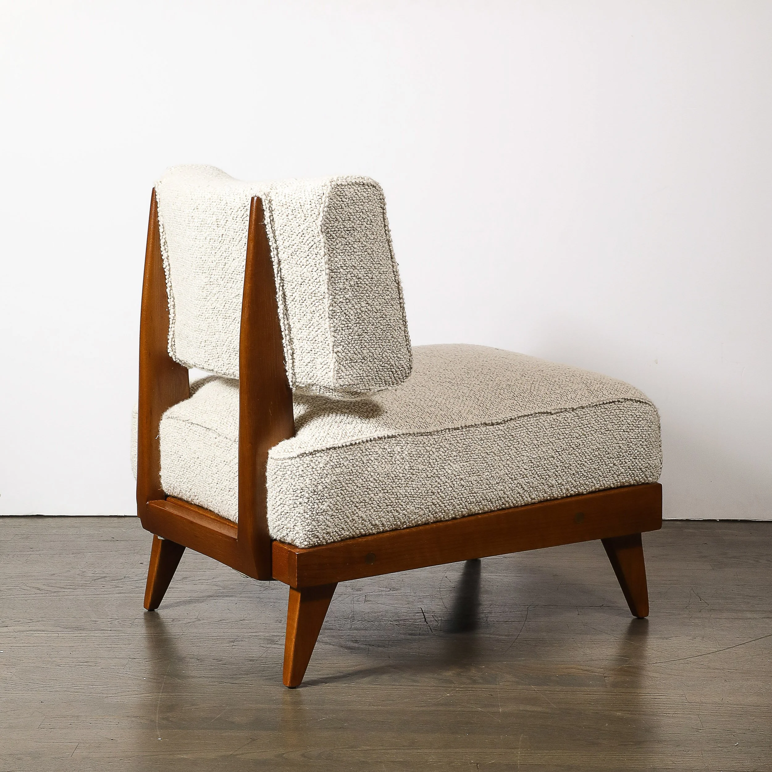 Mid-Century Modernist Sculptural Oak Lounge Chairs in Off White Boucle - High Style Deco 14.jpg