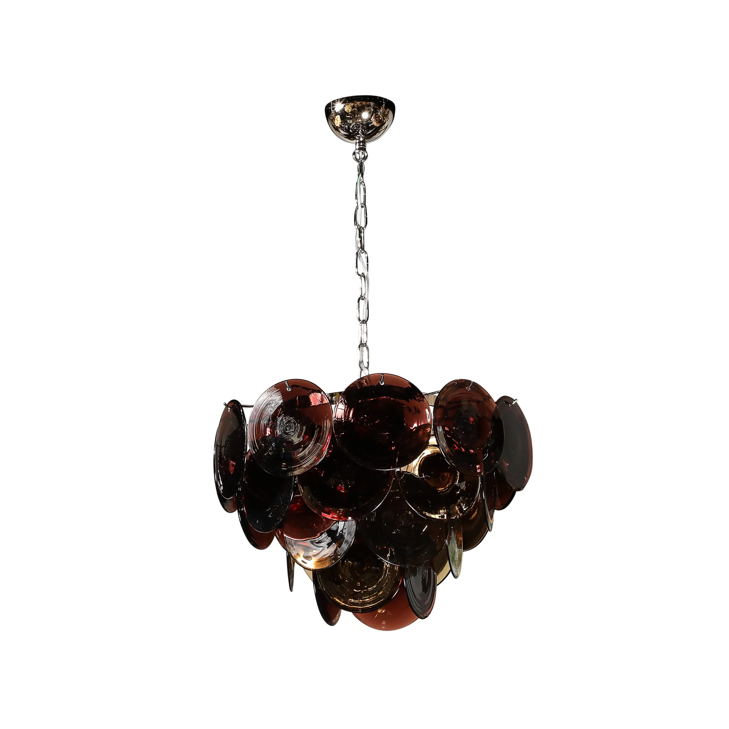 Pair of Mid-Century Hand-Blown Murano Glass Disc Chandeliers in Smoked Amber - High Style Deco 8.jpg