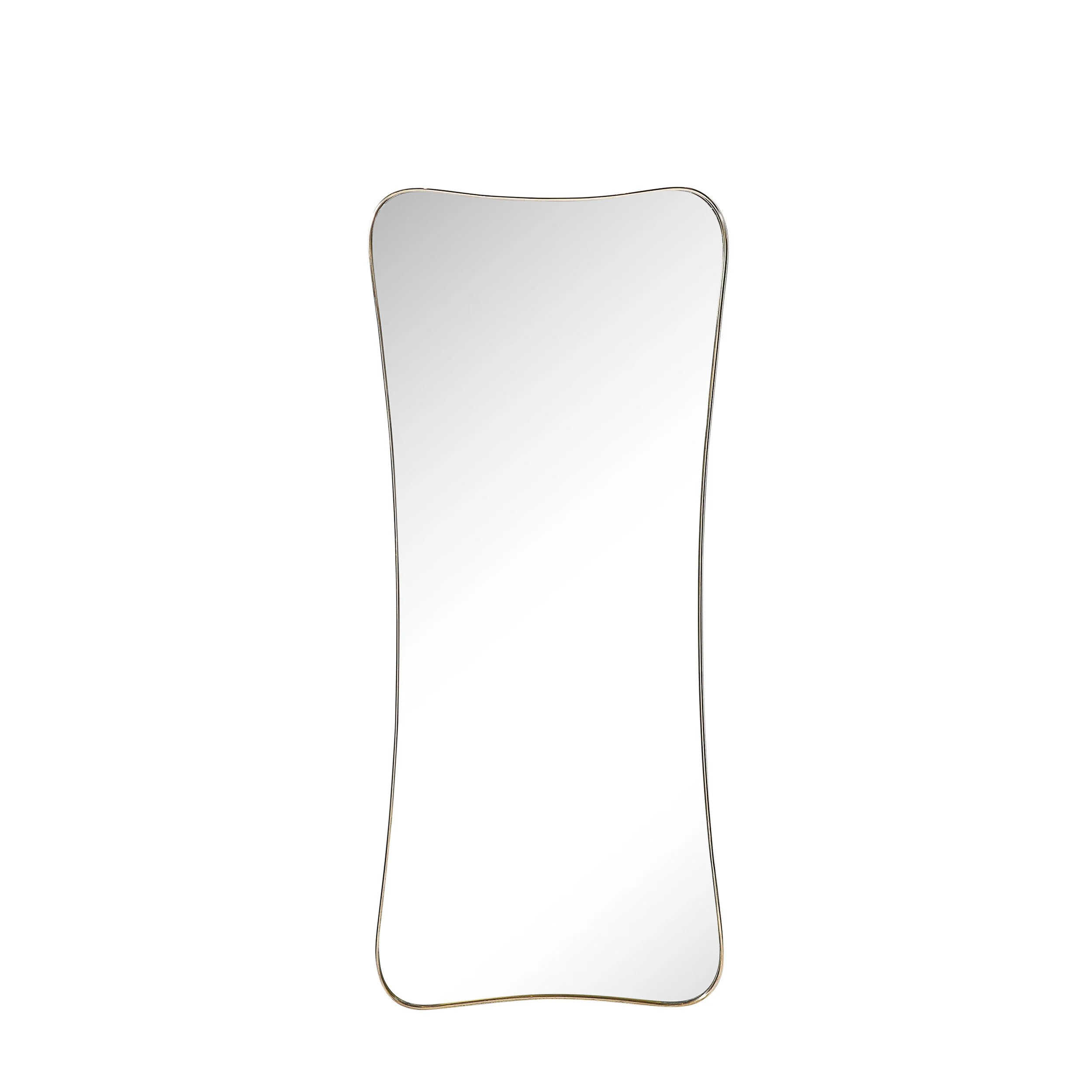 Pair of Mid-Century Modernist Curvilinear Hourglass Form Brass Wrapped Mirrors - High Style Deco 1.jpg