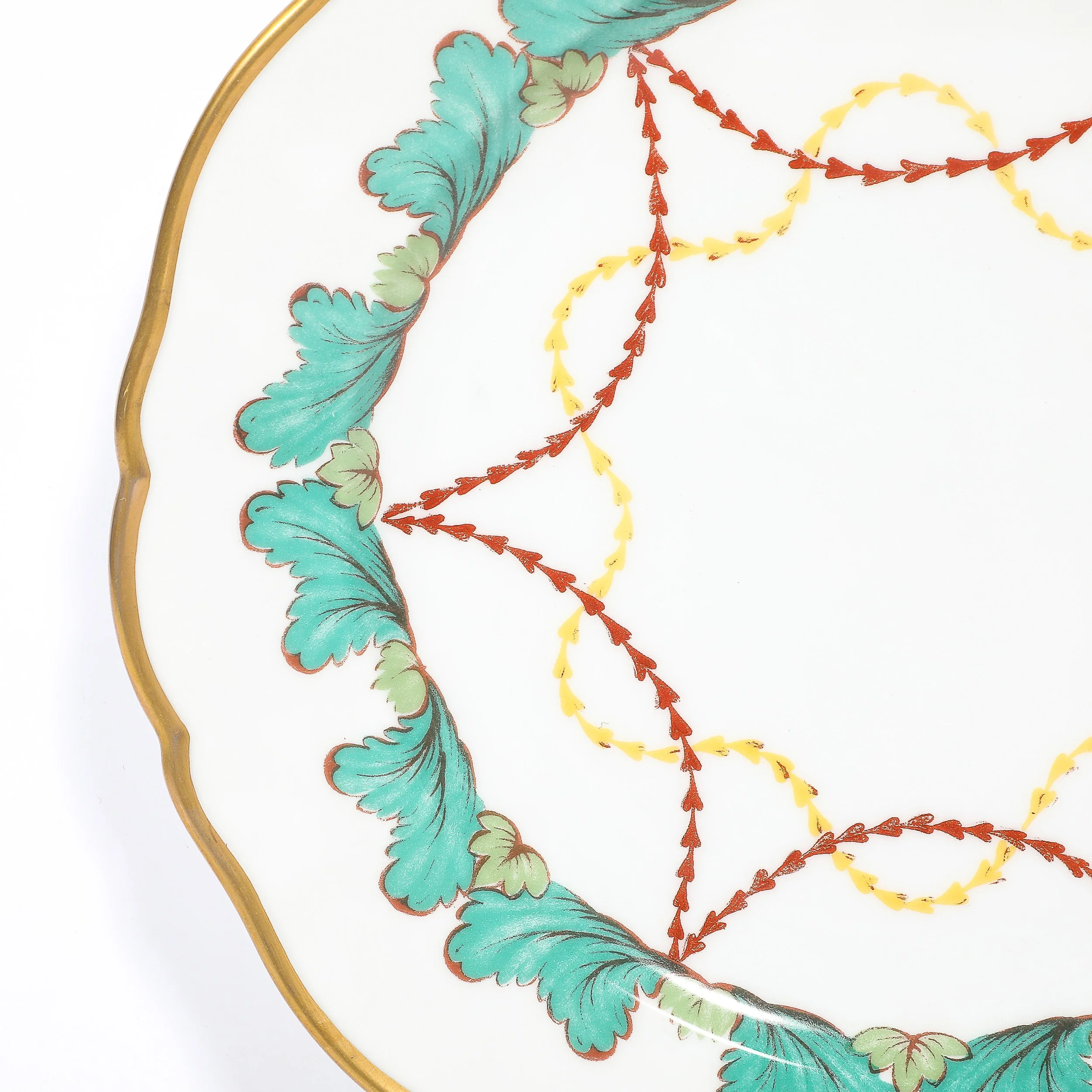 Set of 16 Turquoise & 24K Gilt Border Porcelain Dinner Plates by Hutschenreuther - High Style Deco 11.jpg