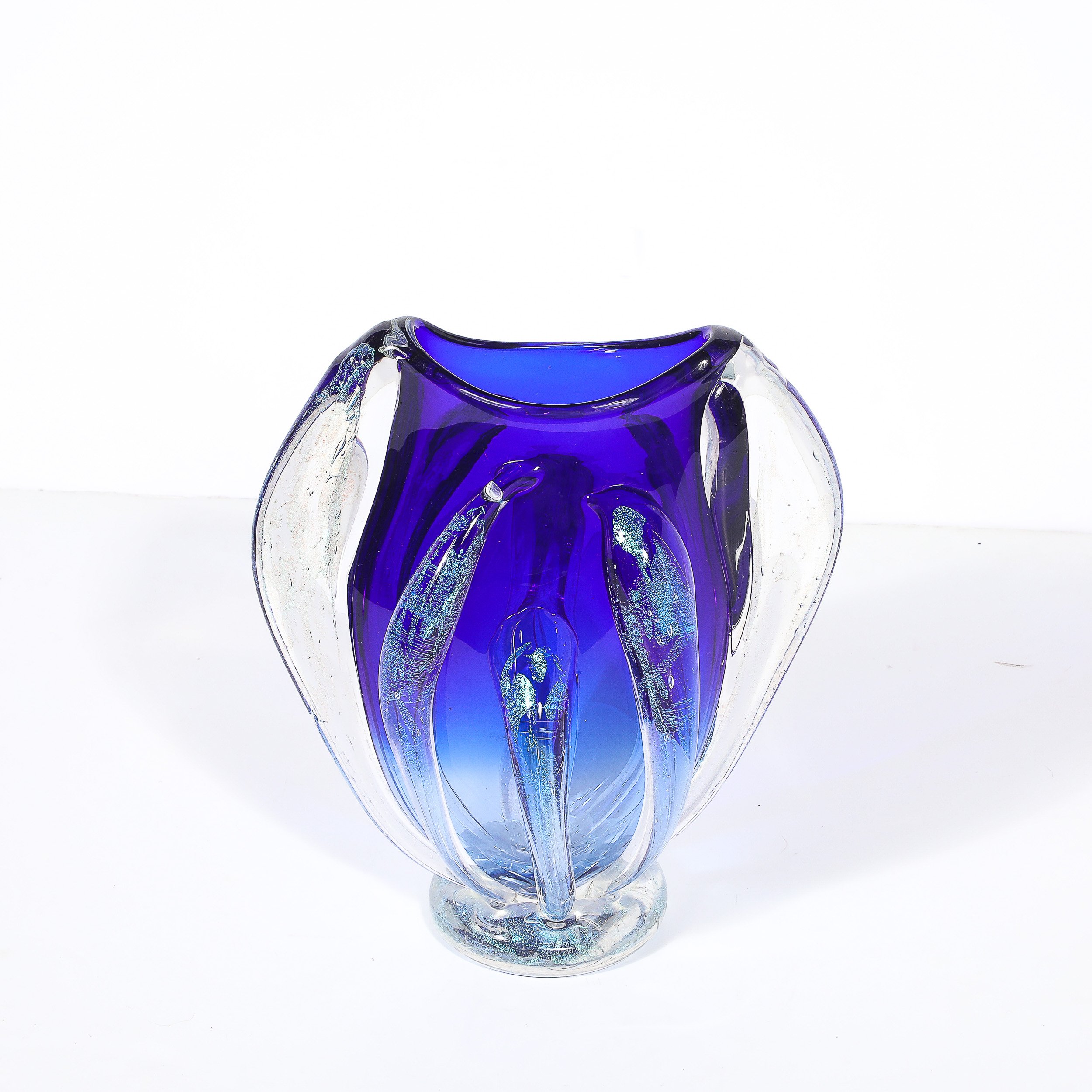 Modernist Hand-Blown Art Glass Vase in Cobalt & Ultramarine signed Will Dexter - High Style Deco 2.jpg