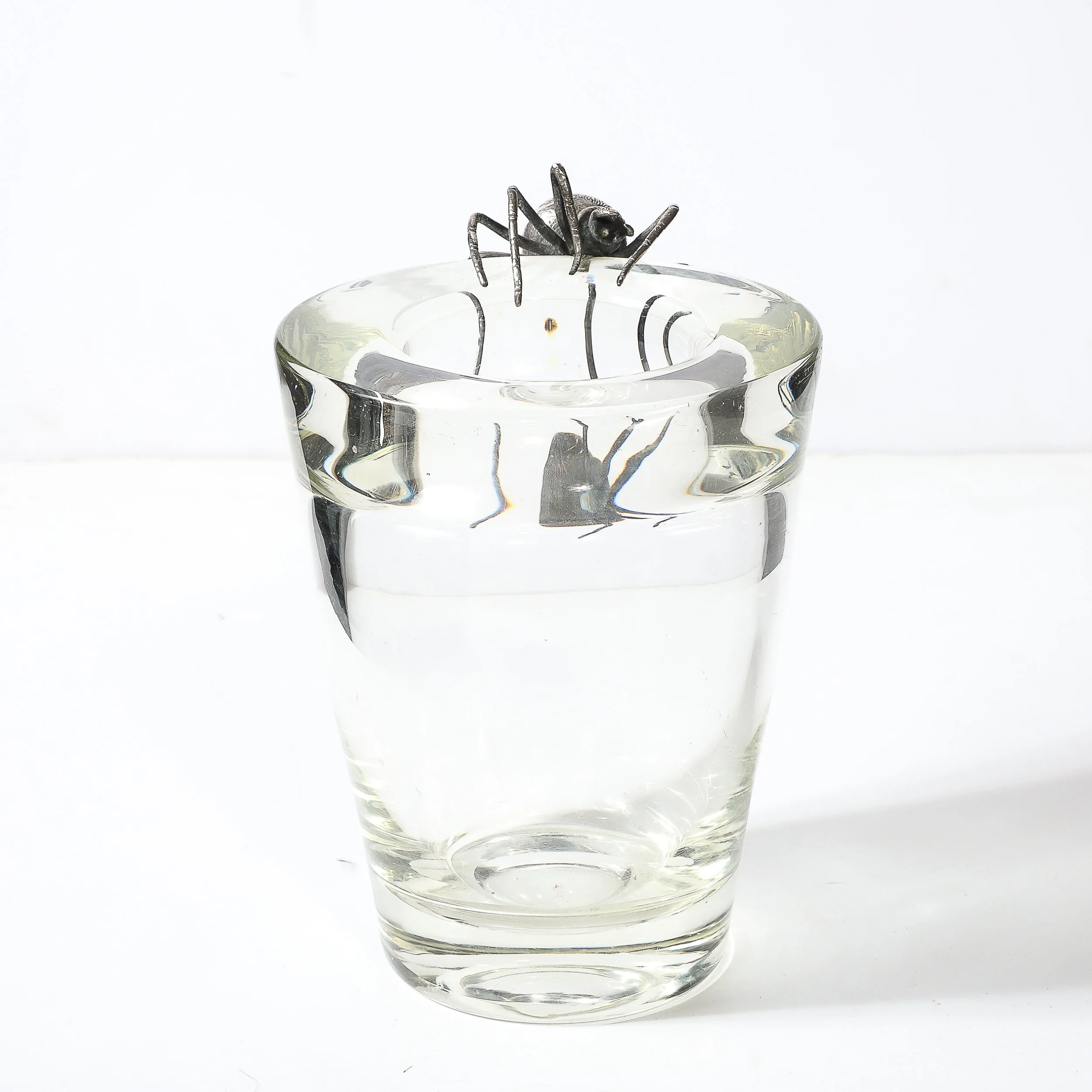 Mid-Century Silver Spider Sculpture Crystal Vase signed Leerdam Crystal - High Style Deco 7.jpg