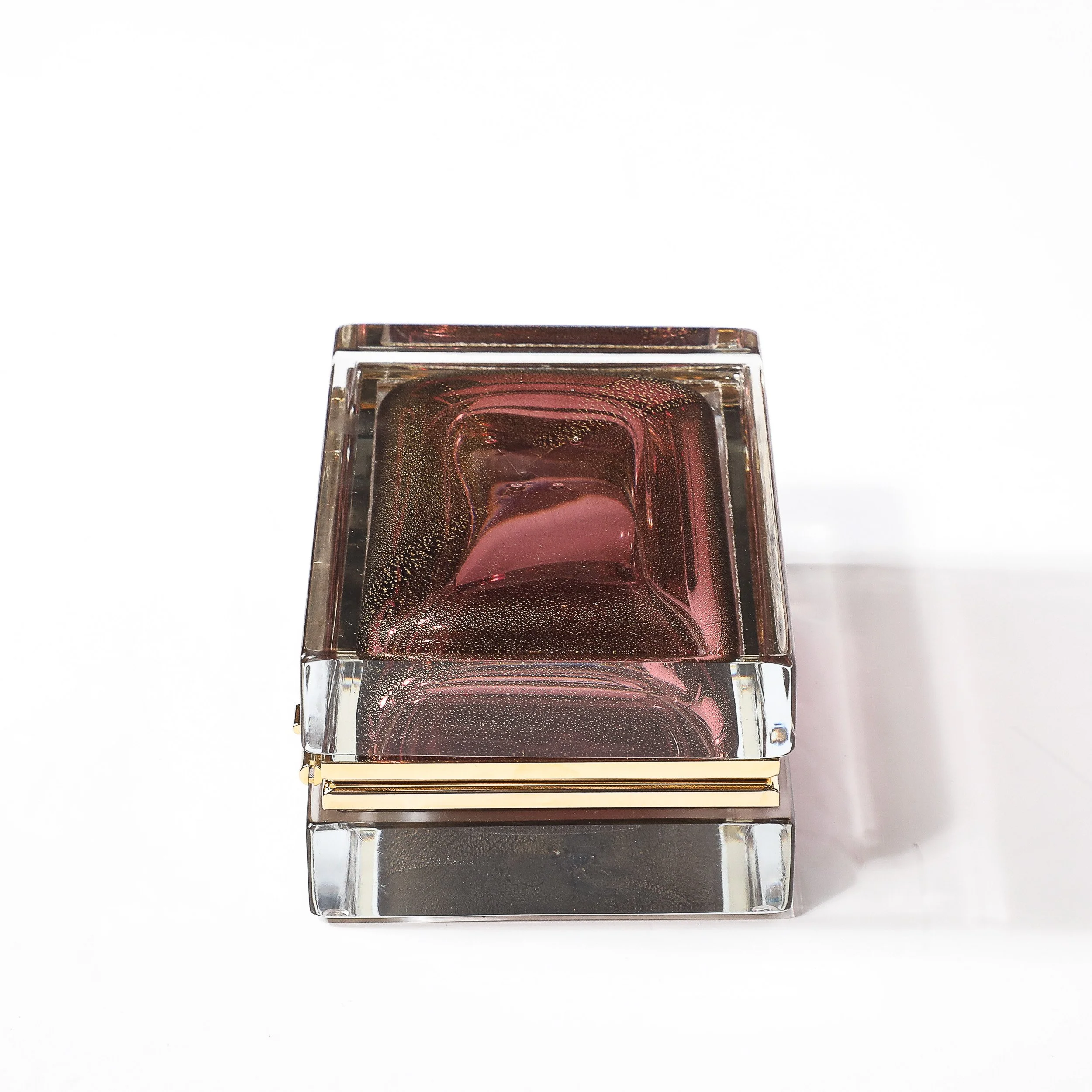 Modernist Hand-Blown Murano Glass Box in Smoked Rose with 24 Karat Gold Flecks - High Style Deco 7.jpg