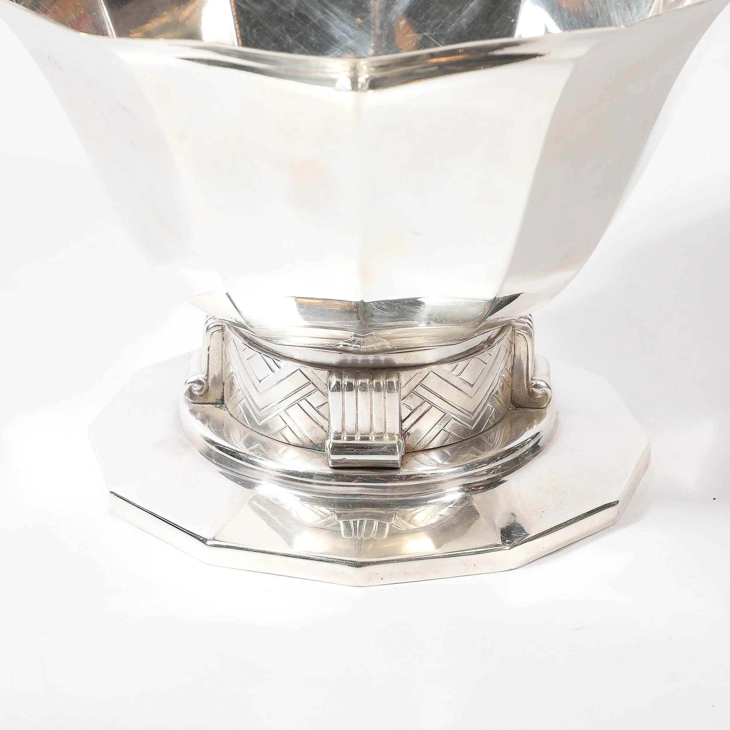 Art Deco Skyscraper Style Apollo Company Silver Plated Bowl w: Chevron Motif - High Style Deco 11.jpg
