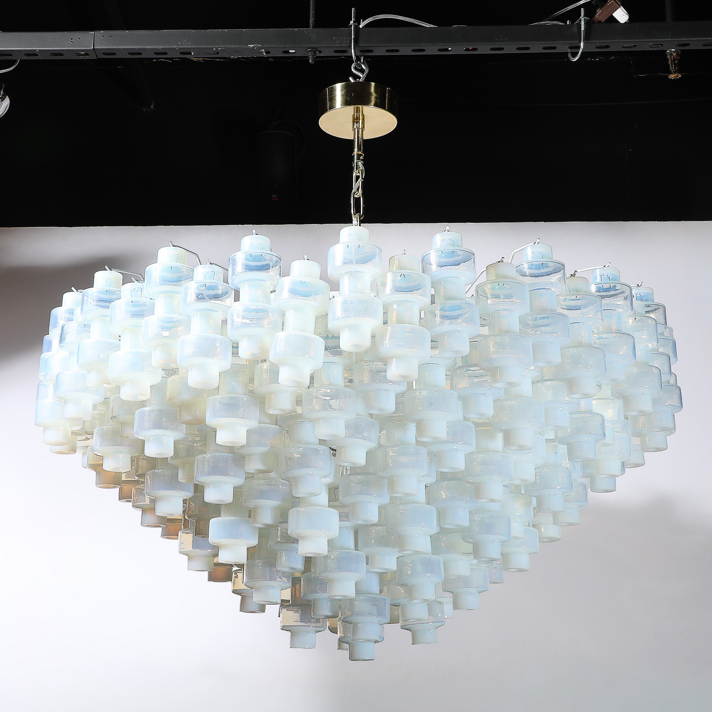 Modernist Hand-Blown Murano Opalescent Barbell Chandelier with Brass Fittings - High Style Deco 9.jpg
