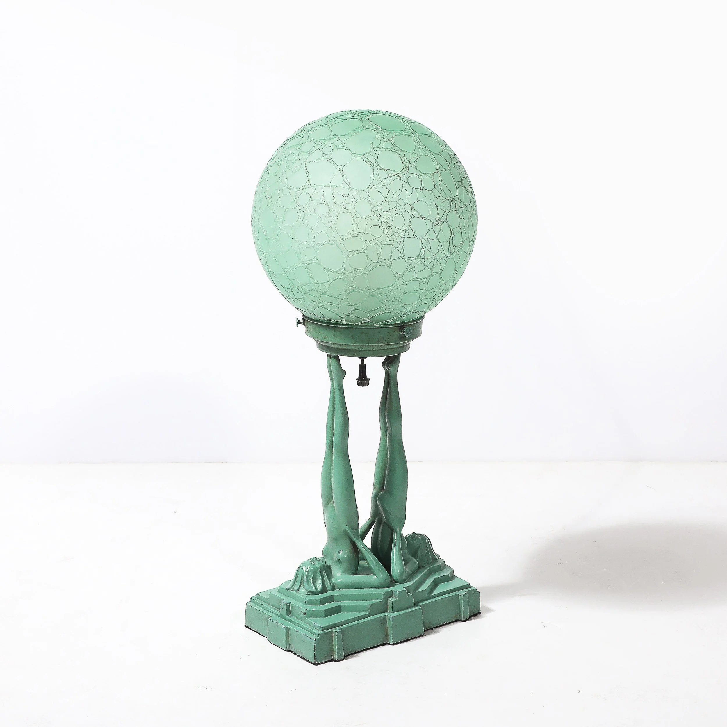 Art Deco Frankarts #L220 Turquoise Figurative Green Craqueleur Glass Table Lamp - High Style Deco 7.jpg