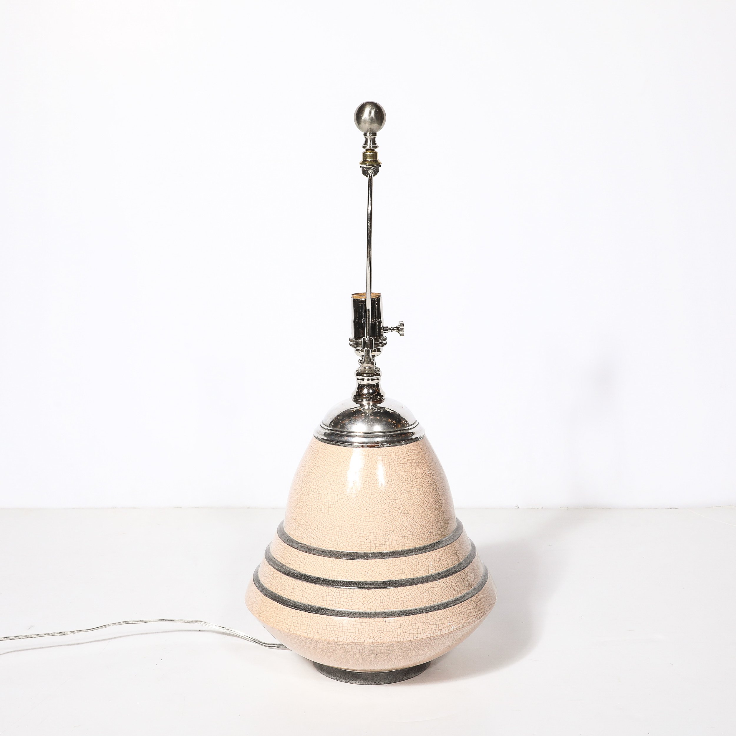 Art Deco Machine Age Craquelure Cream Ceramic Table Lamp signed Marcel Guillard - High Style Deco 12.jpg