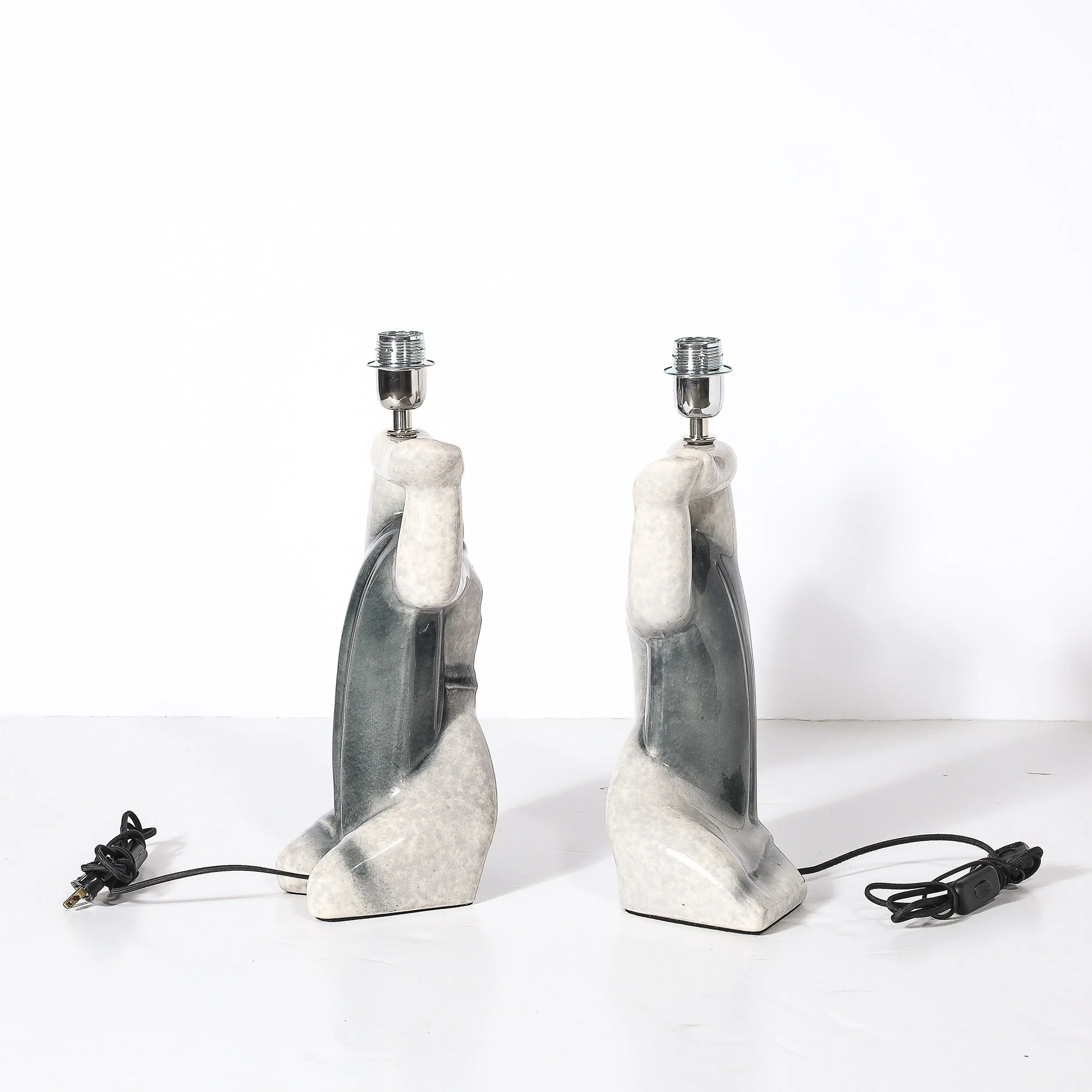 Pair of Mid-Century Modernist Abstract Figural Ceramic Table Lamps - High Style Deco 4.jpg
