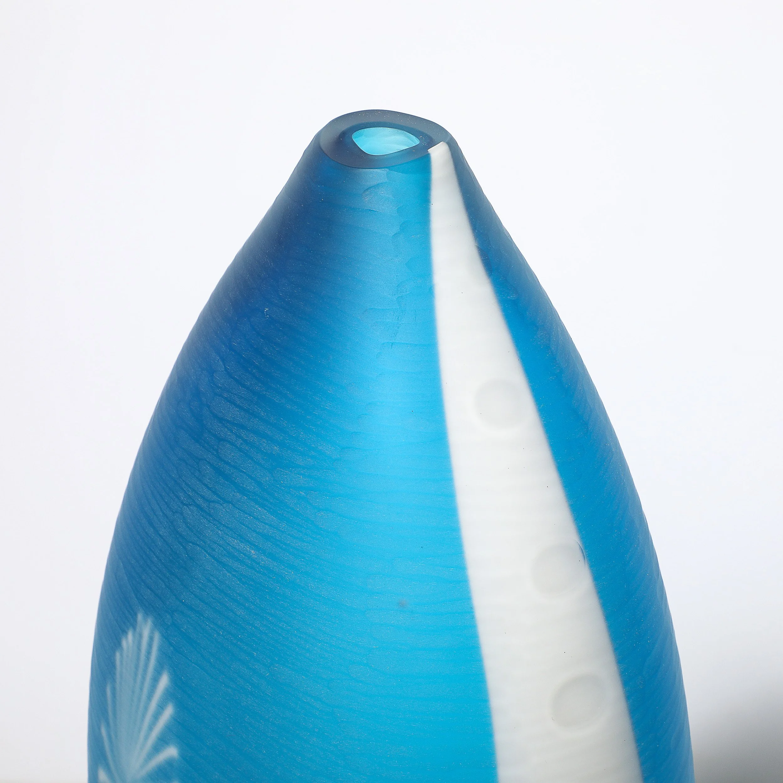 Mid-Century Hand-Blown Cerulean Blue Murano Glass Vase w: Battuto Texturing - High Style Deco 6.jpg