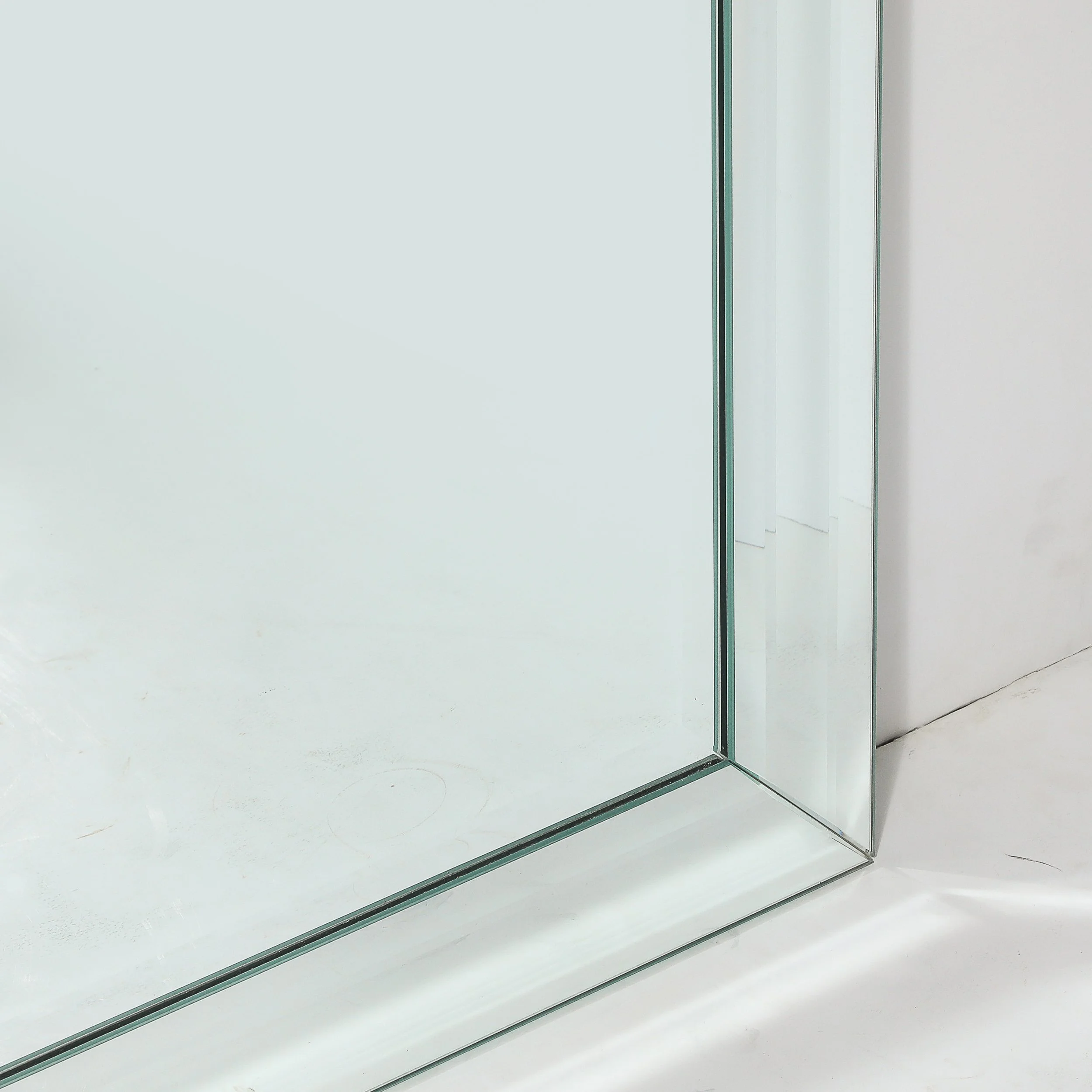 Pair of Mid-Century Modernist Serifed Arch Form Mirrors with Beveled Detailing - High Style Deco 6.jpg