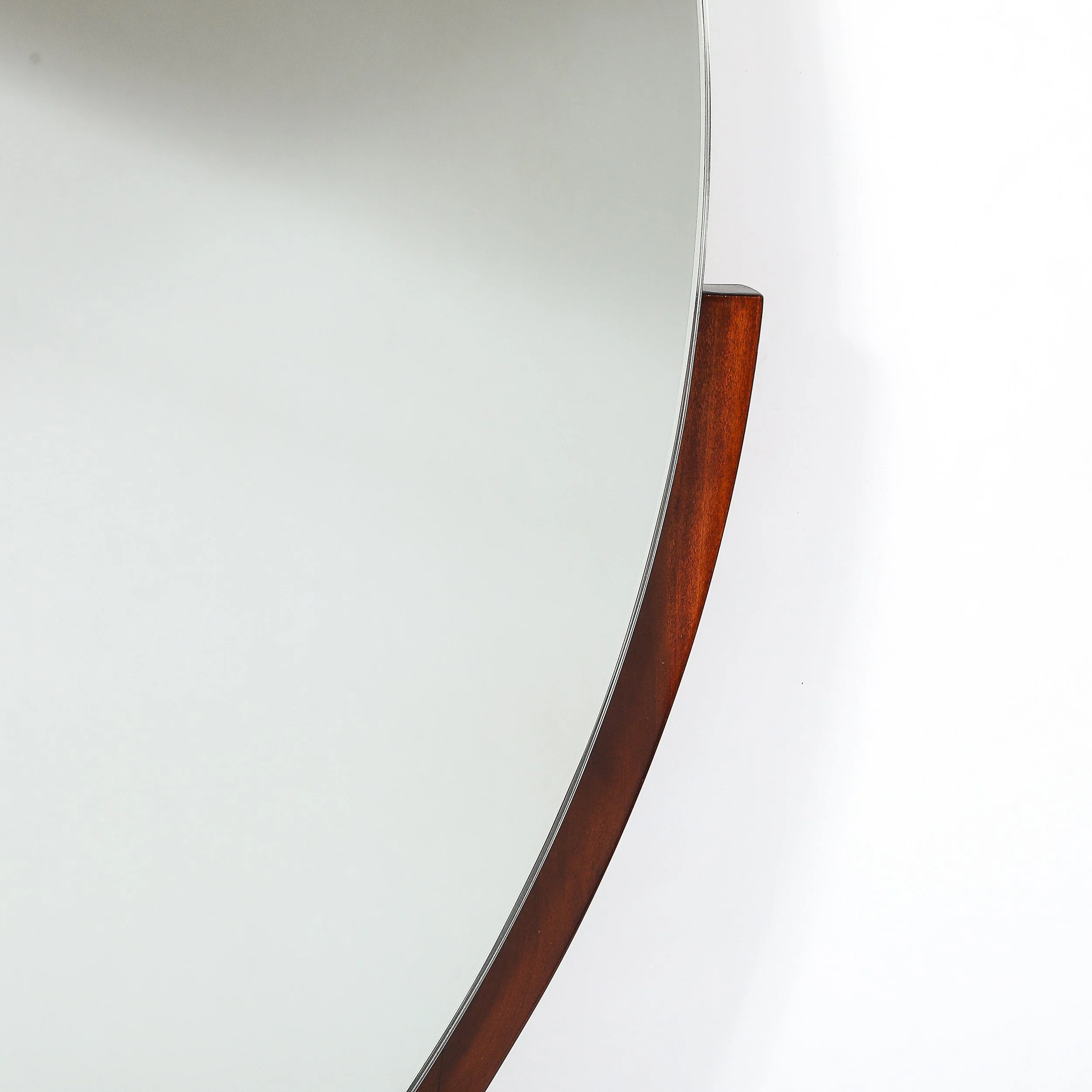 Art Deco Round Mirror with Walnut & Black Lacquer Half Border Detailing - High Style Deco 4.jpg
