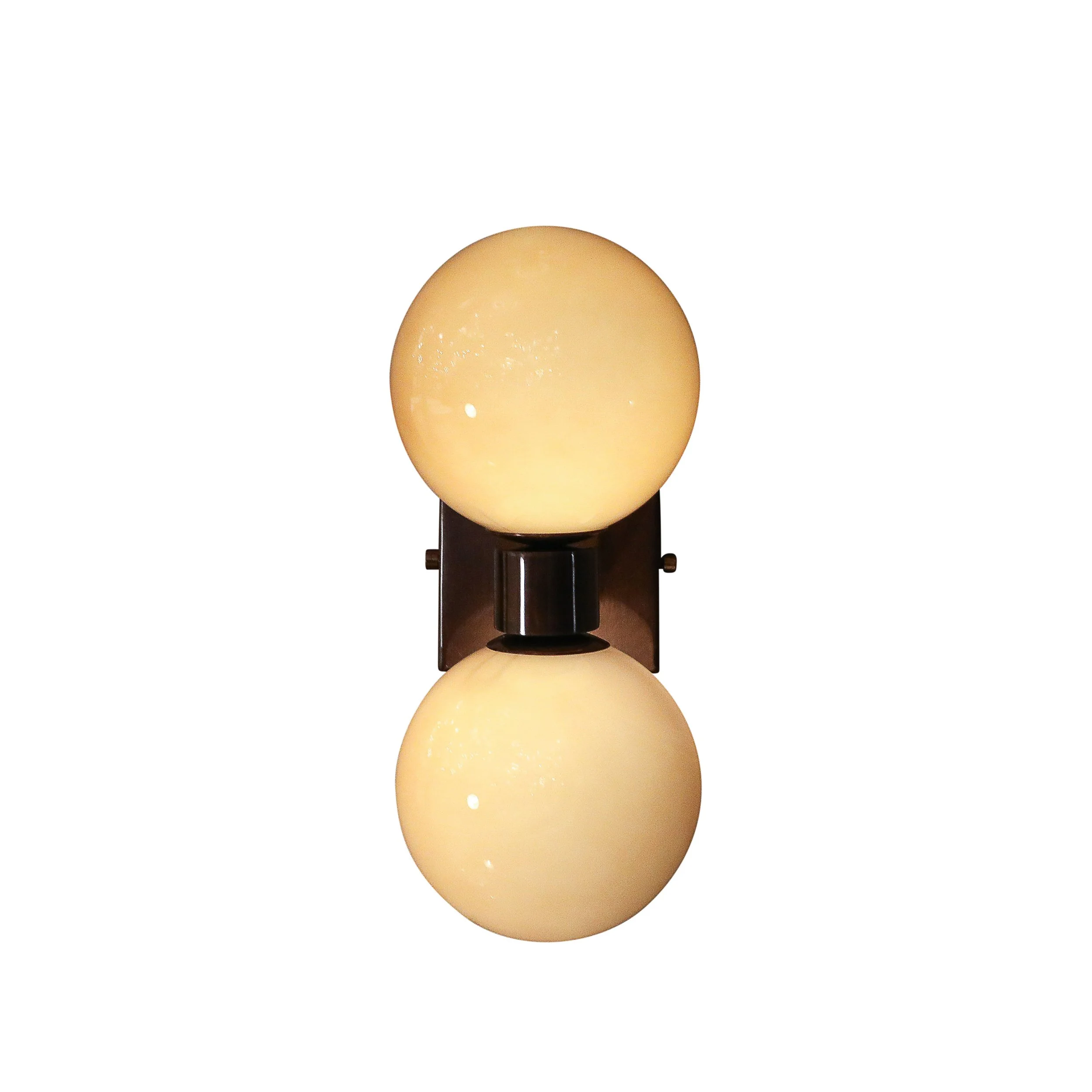 Modernist Hand-Blown Murano Smoked Golden Moon Hue Glass Double Sphere Sconces - High Style Deco 8.jpg